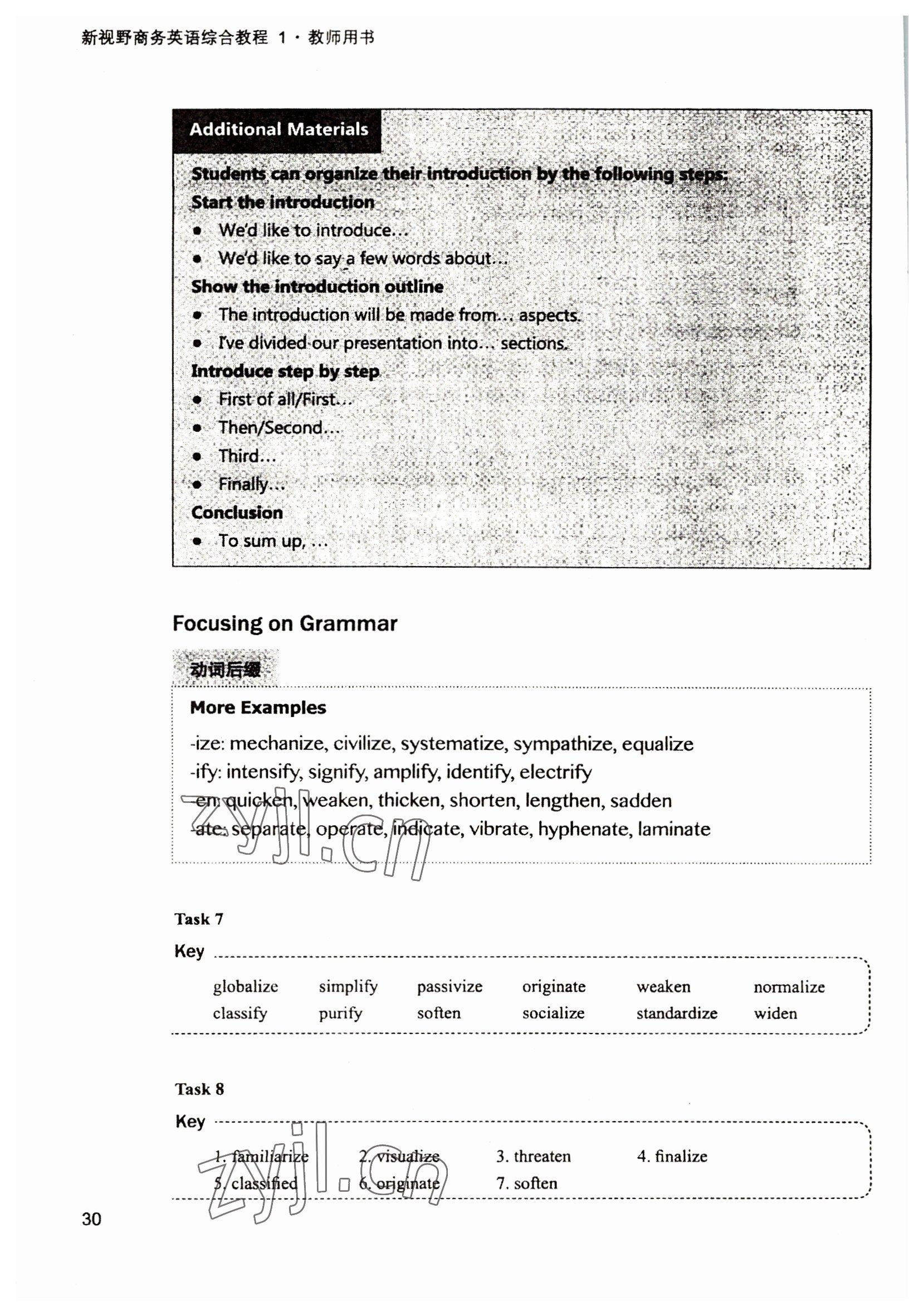 2022年新视野英语教程1&nbsp;参考答案第30页