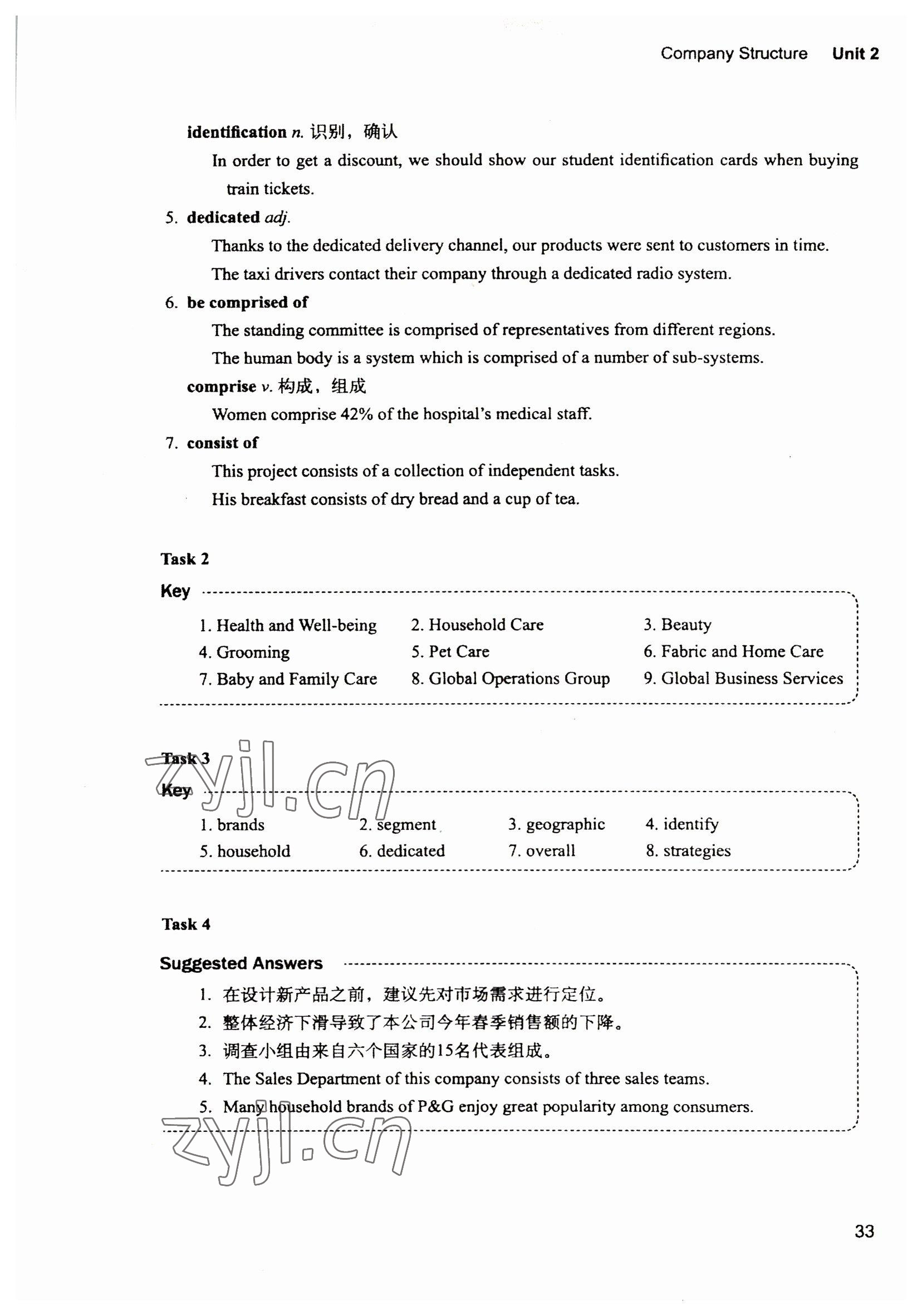 2022年新视野英语教程1&nbsp;参考答案第33页