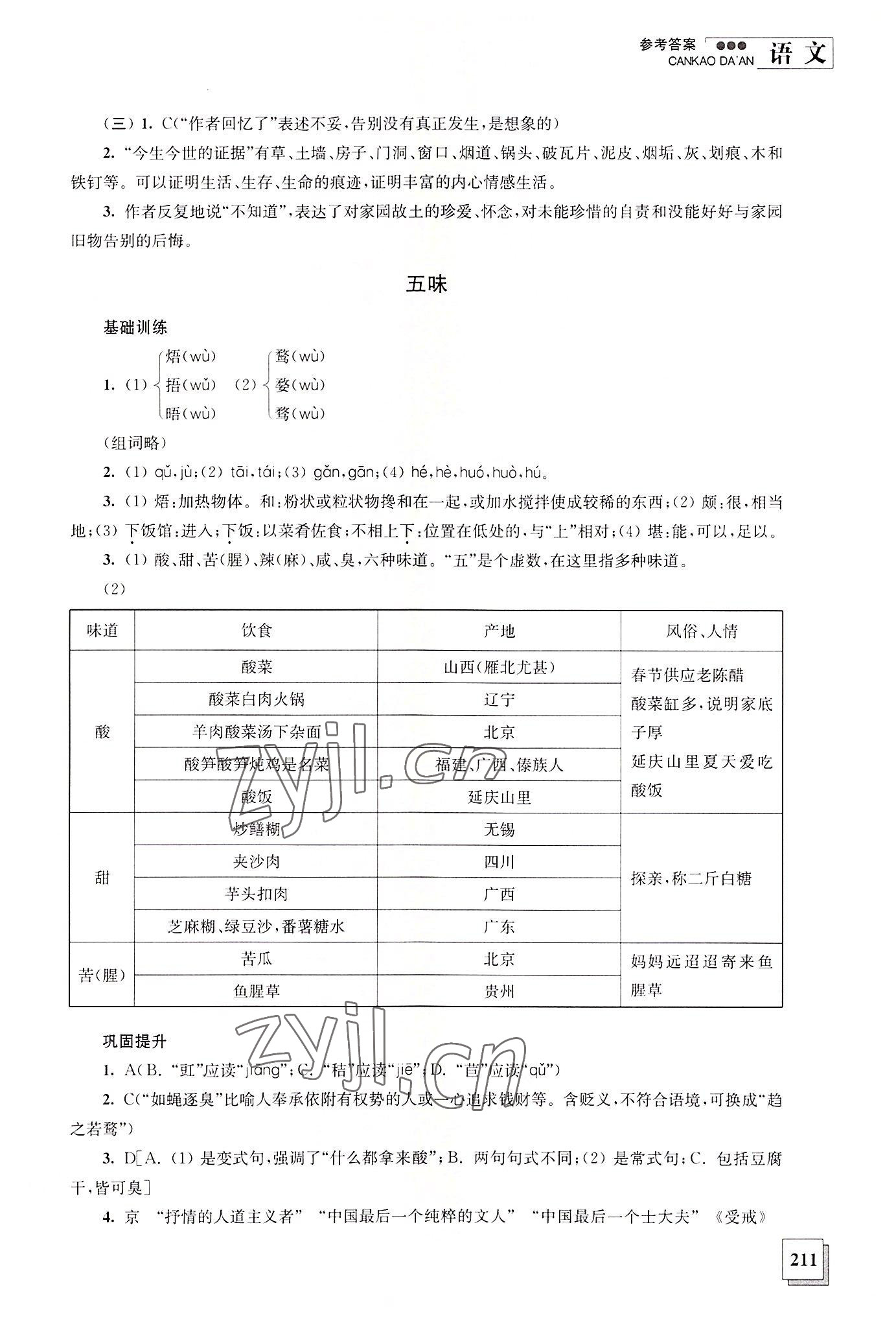 2022年綜合拓展教程語文第五冊 參考答案第2頁