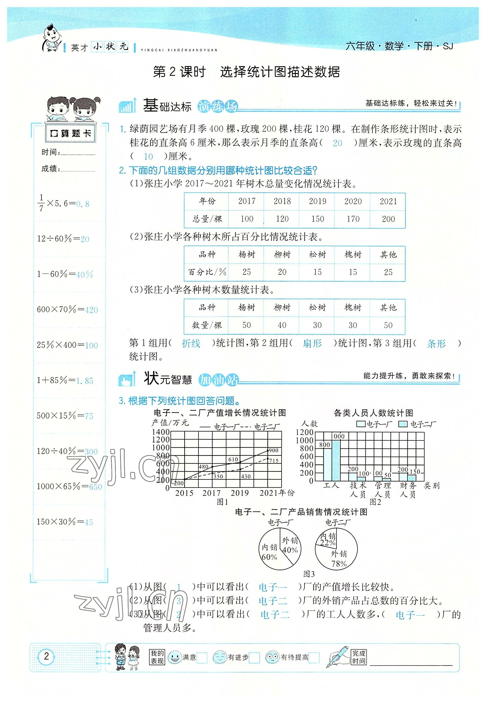 2022年英才小狀元六年級數(shù)學下冊北師大版 參考答案第3頁