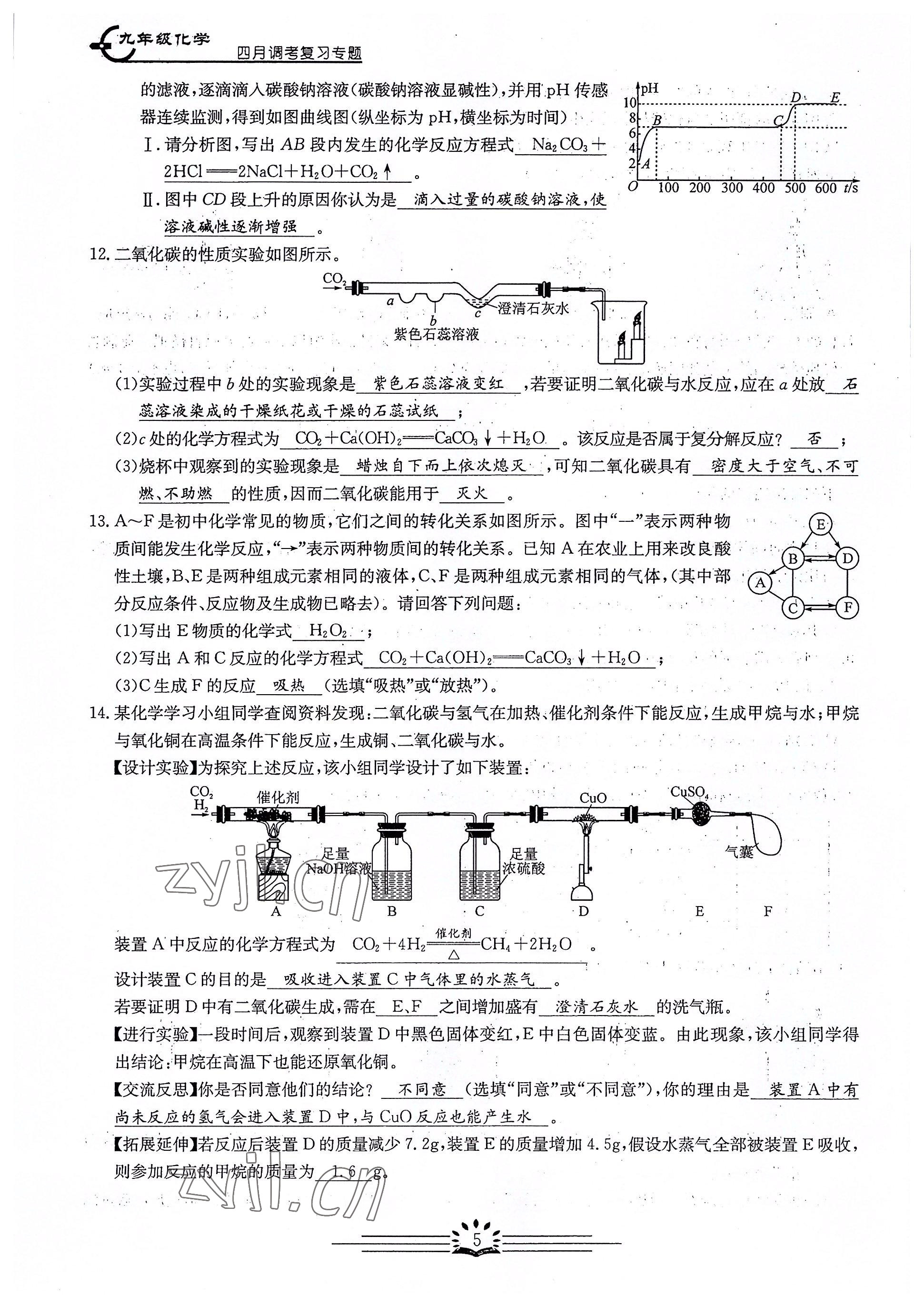 2022年思維新觀察四調核心考題復習化學 參考答案第5頁