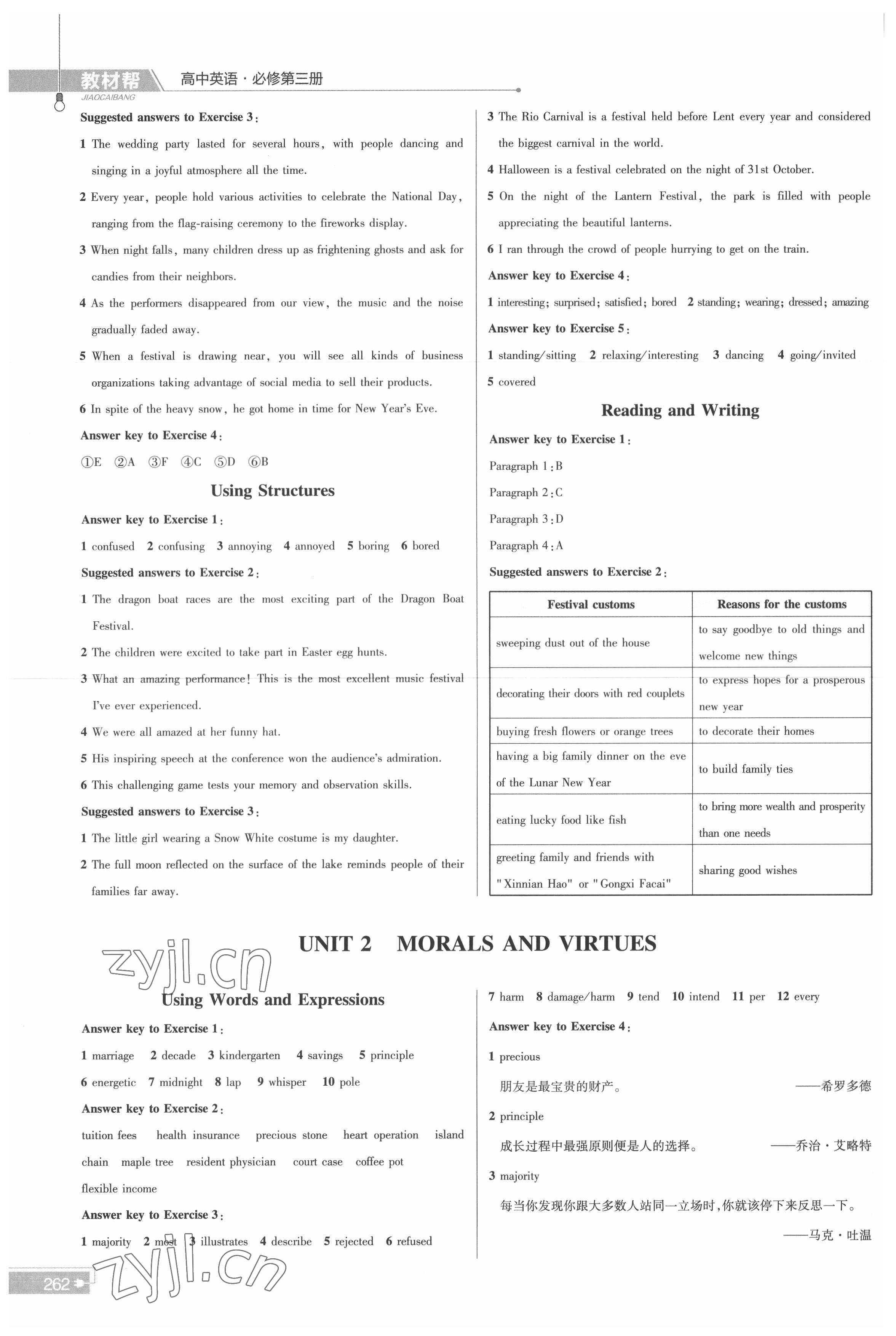 2022年高中教材課本英語必修第三冊(cè)人教版 參考答案第2頁