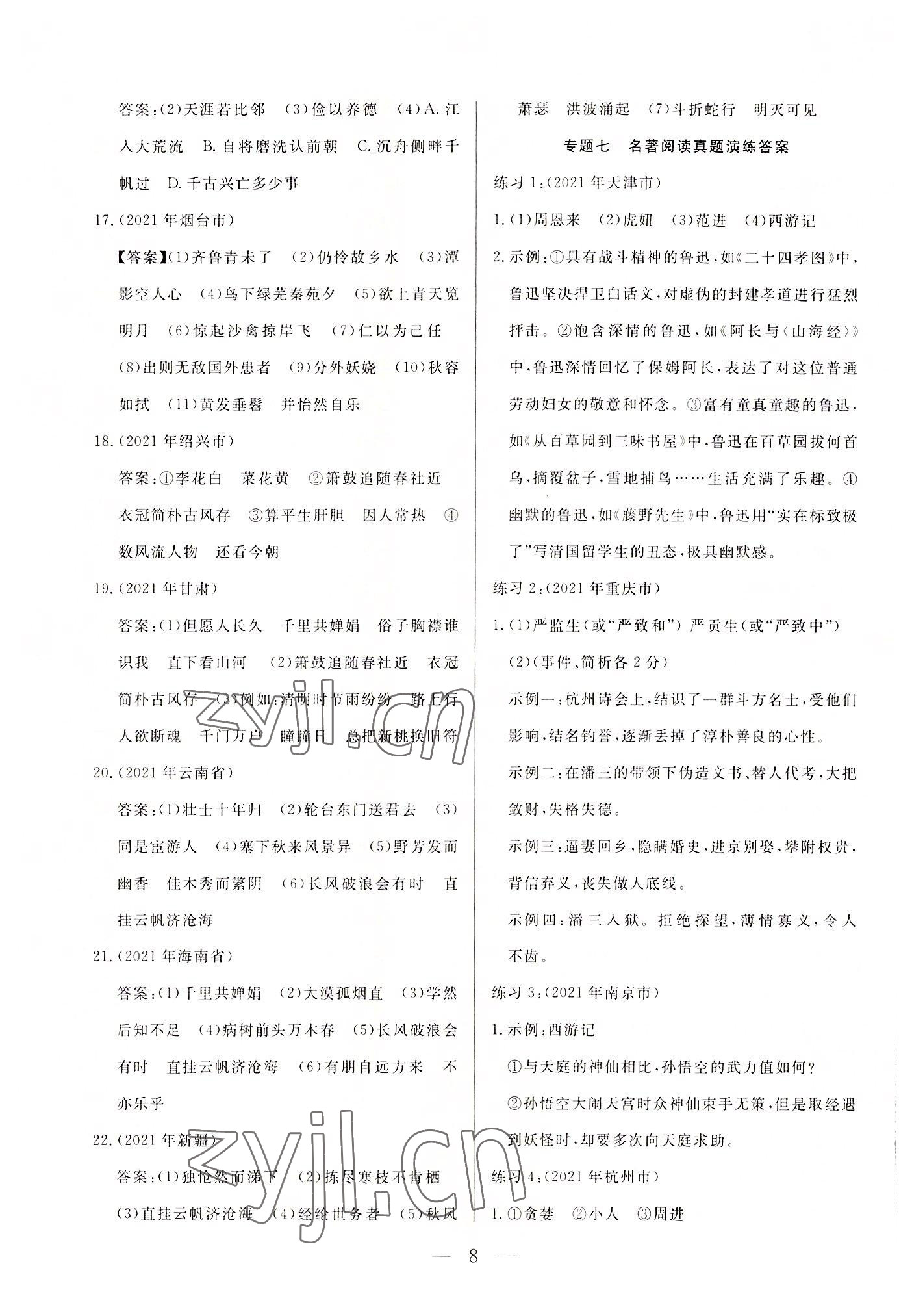 2022年西藏學(xué)考初中學(xué)業(yè)水平考試語文 第8頁