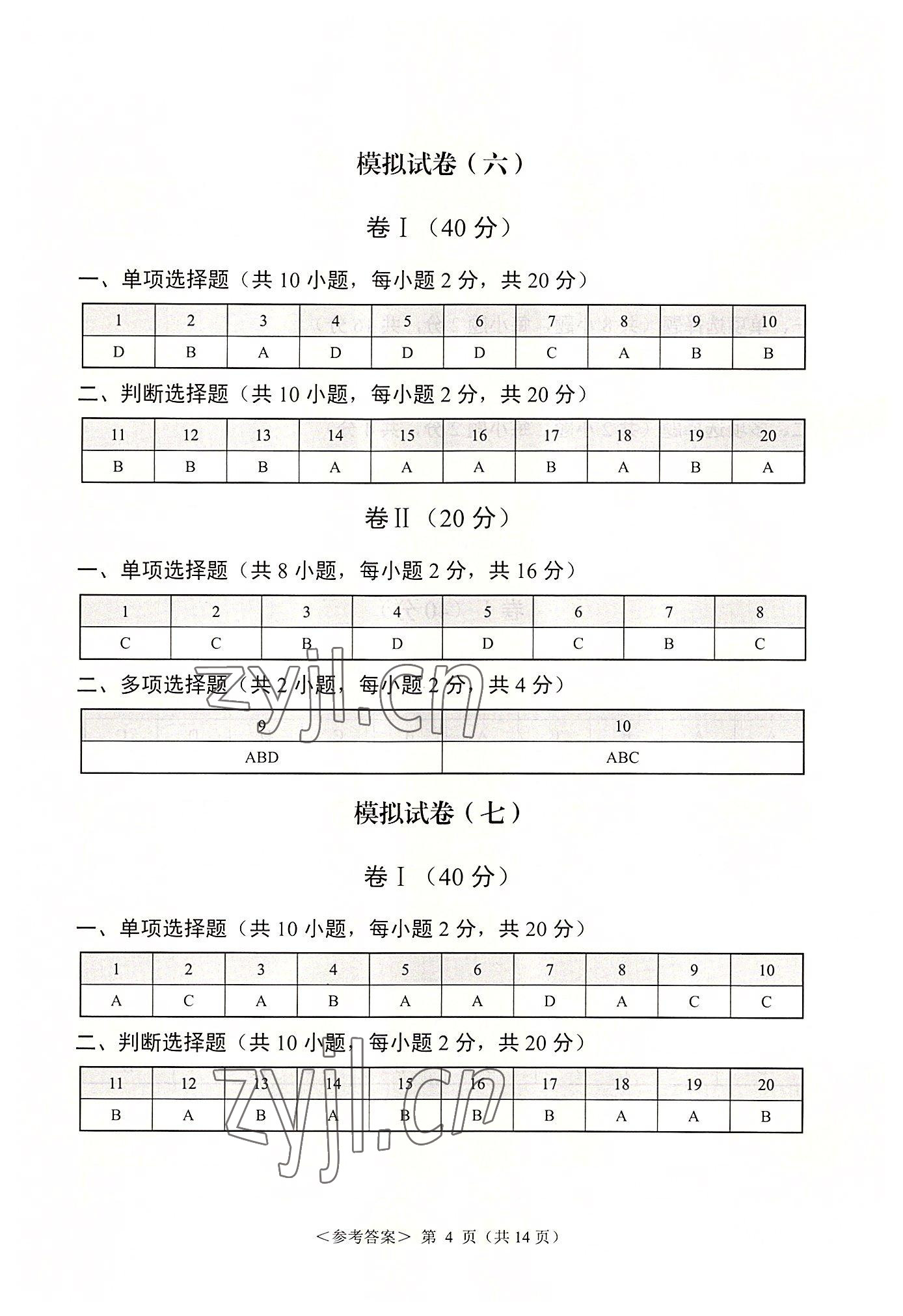 2022年福建省學校學生水平考試德育模擬試卷航空工業出版社中職德育 參考答案第4頁