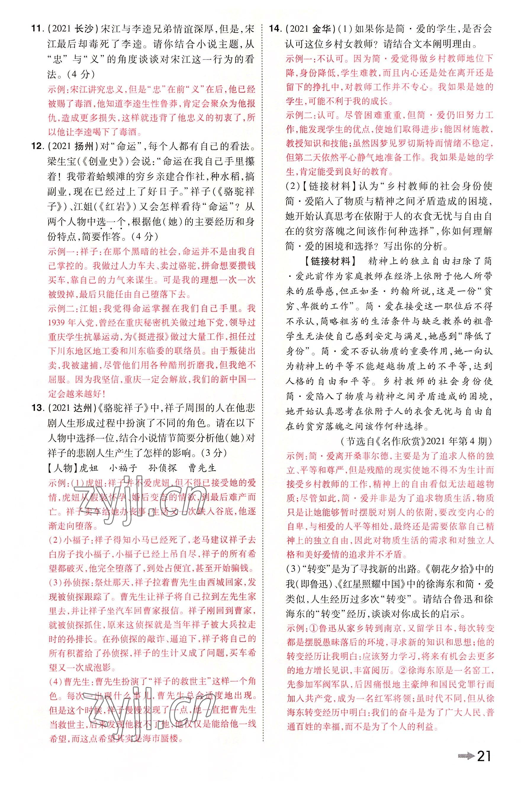 2022年領(lǐng)揚文化中考研究語文河南專版 參考答案第37頁