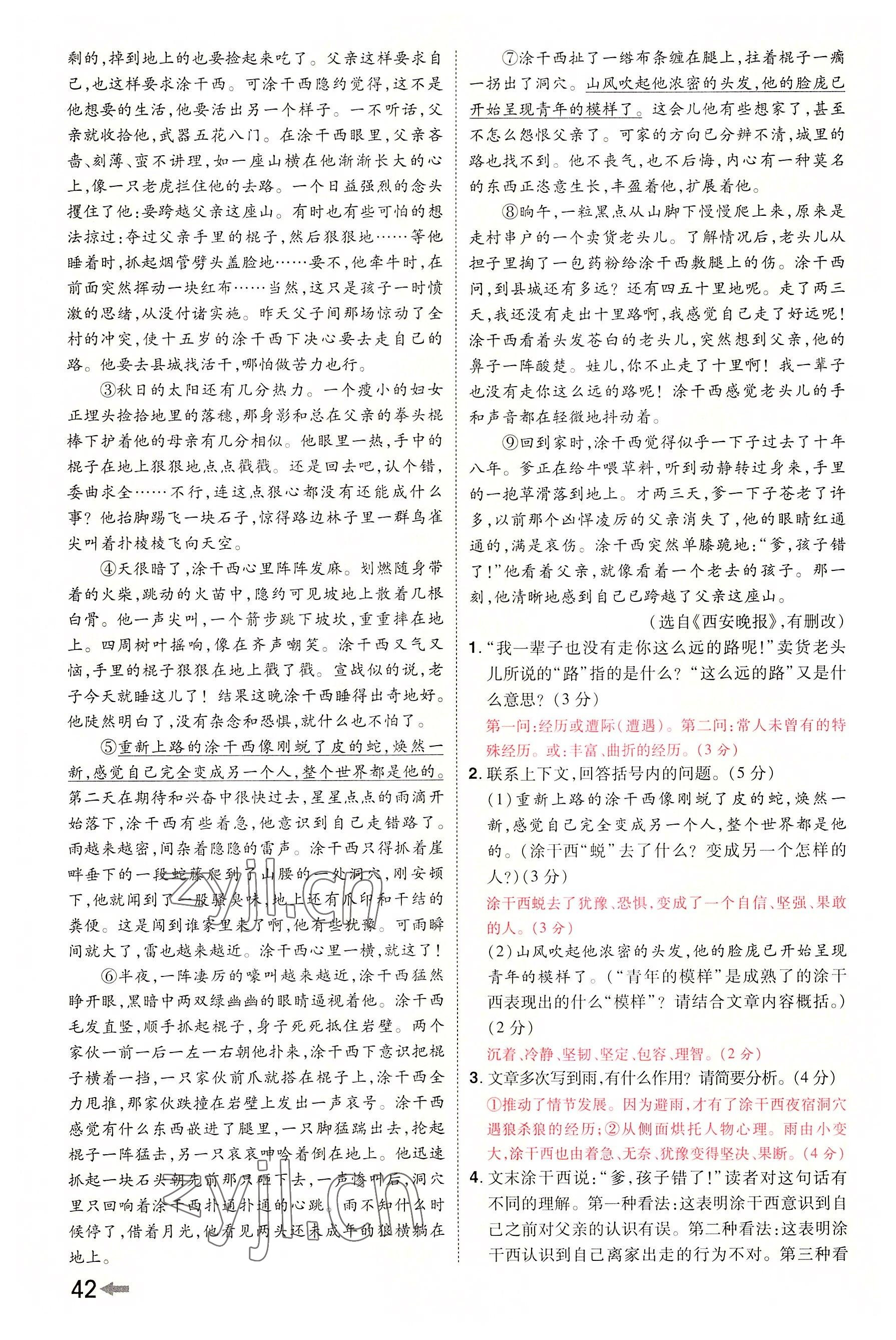 2022年領(lǐng)揚文化中考研究語文河南專版 參考答案第79頁