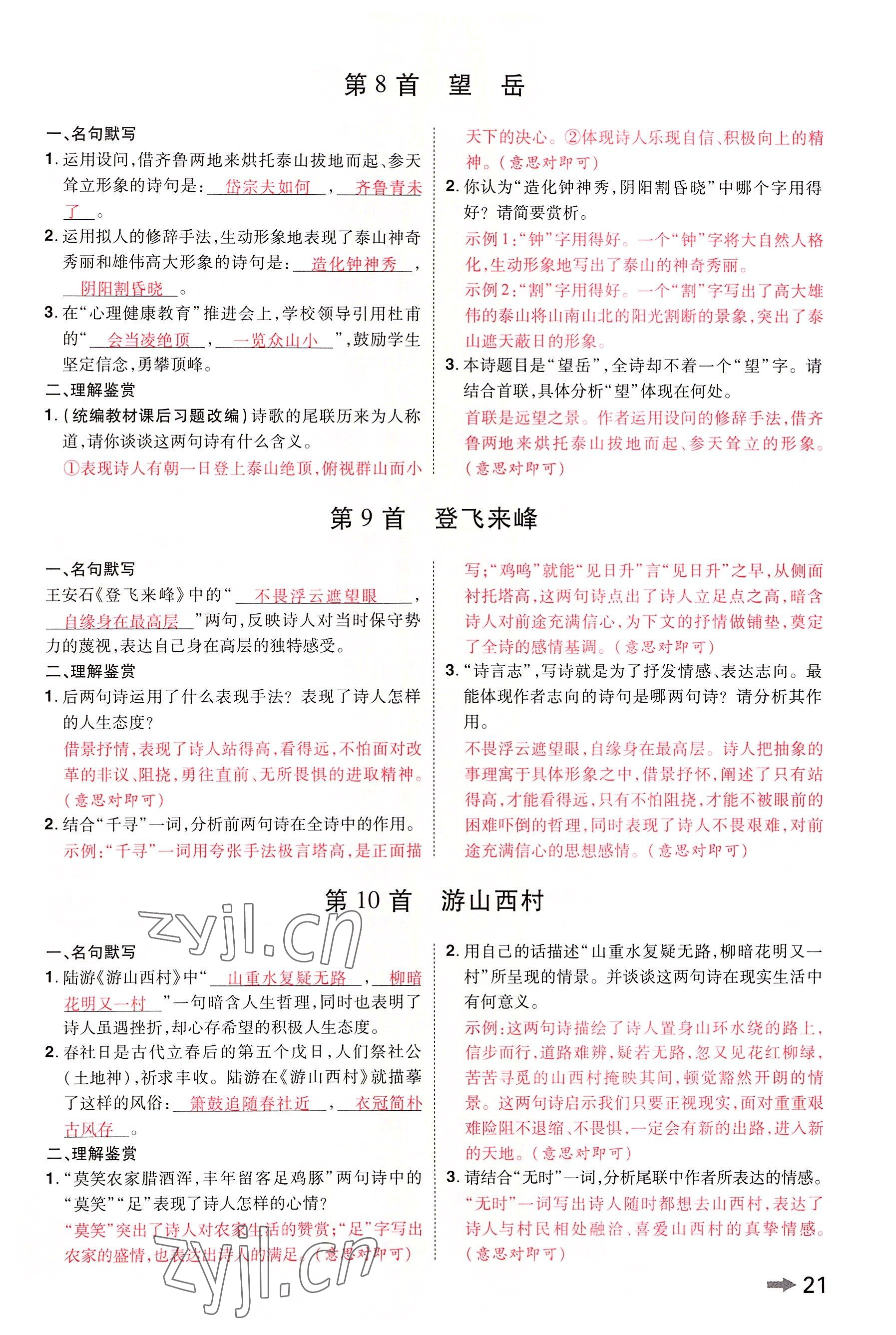 2022年領(lǐng)揚文化中考研究語文河南專版 參考答案第20頁