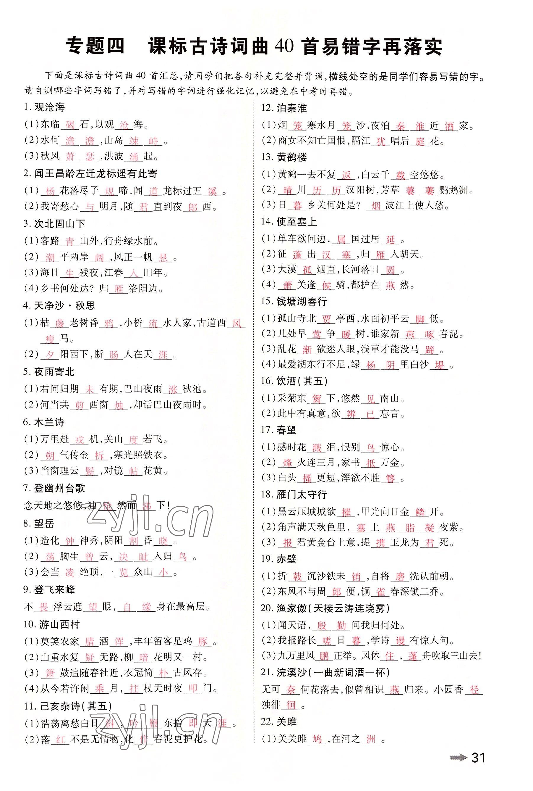 2022年領(lǐng)揚文化中考研究語文河南專版 參考答案第30頁