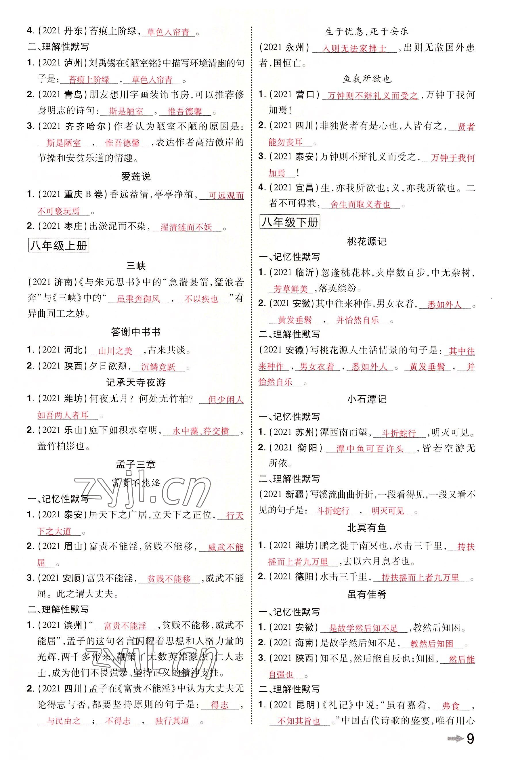 2022年領(lǐng)揚(yáng)文化中考研究語文河南專版 參考答案第13頁