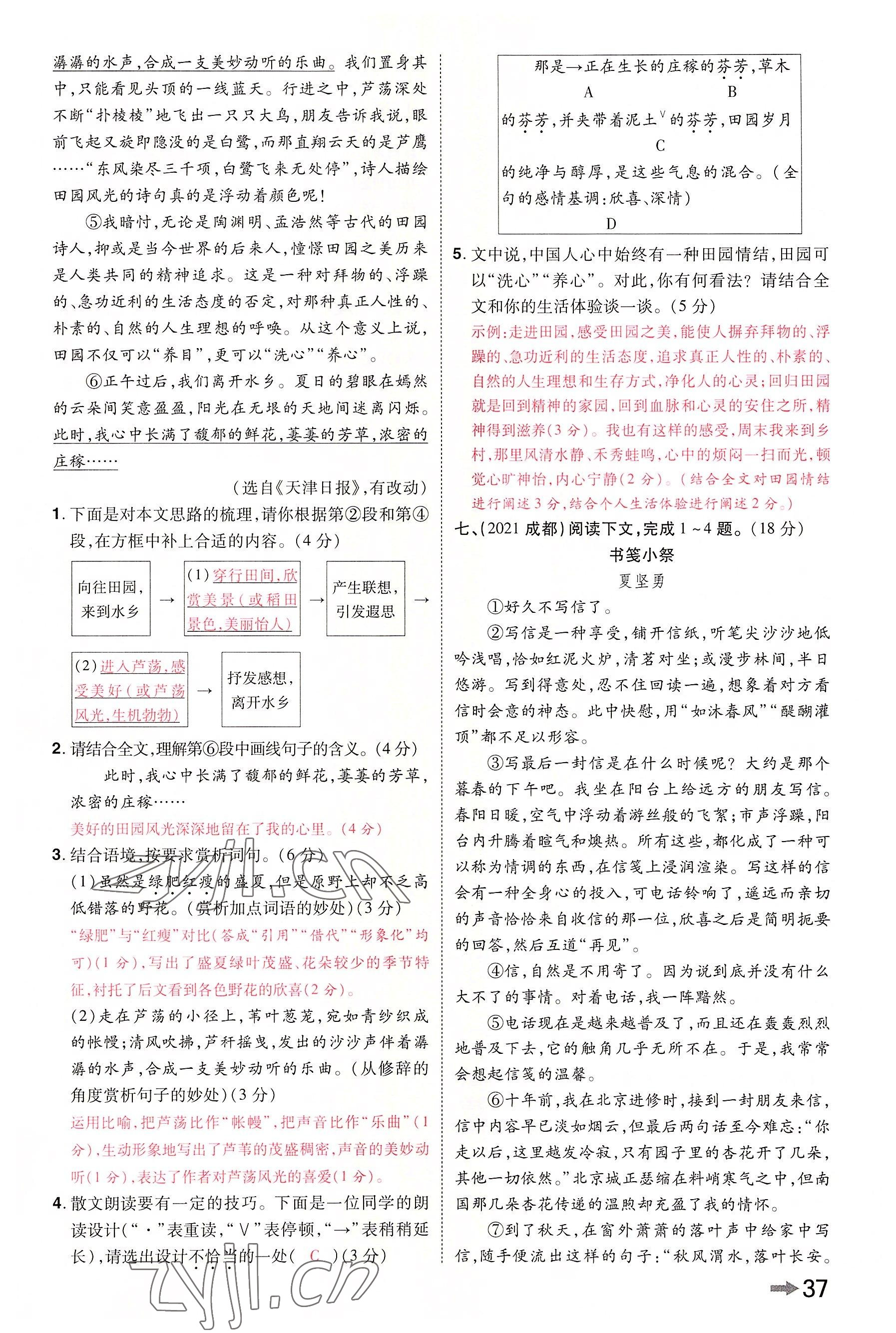2022年領(lǐng)揚文化中考研究語文河南專版 參考答案第69頁