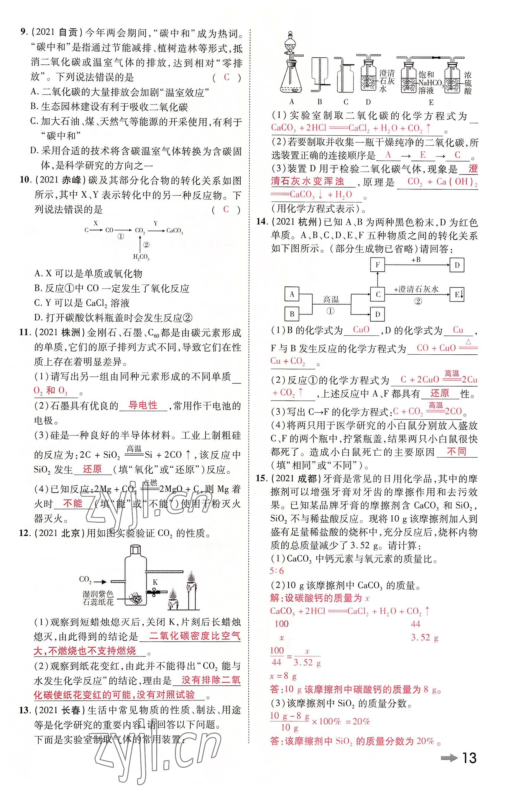 2022年領(lǐng)揚文化中考研究化學(xué)河南專版 參考答案第12頁