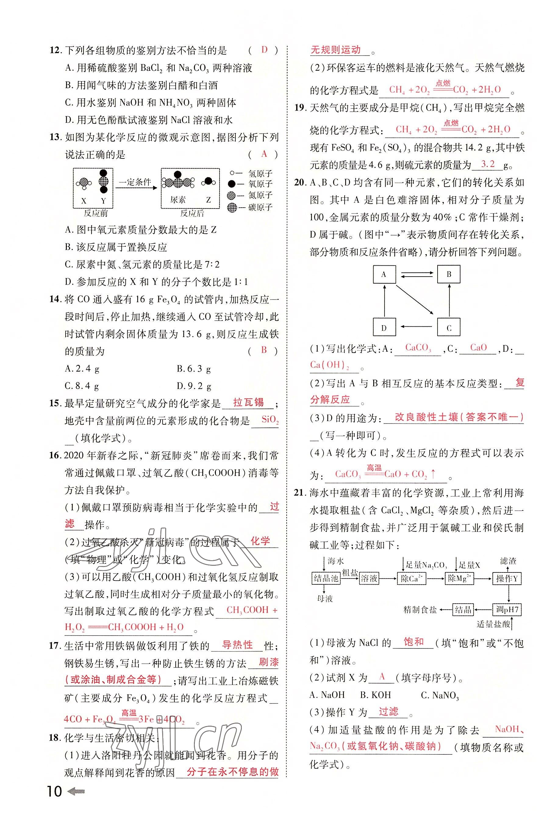 2022年領(lǐng)揚(yáng)文化中考研究化學(xué)河南專版 參考答案第10頁