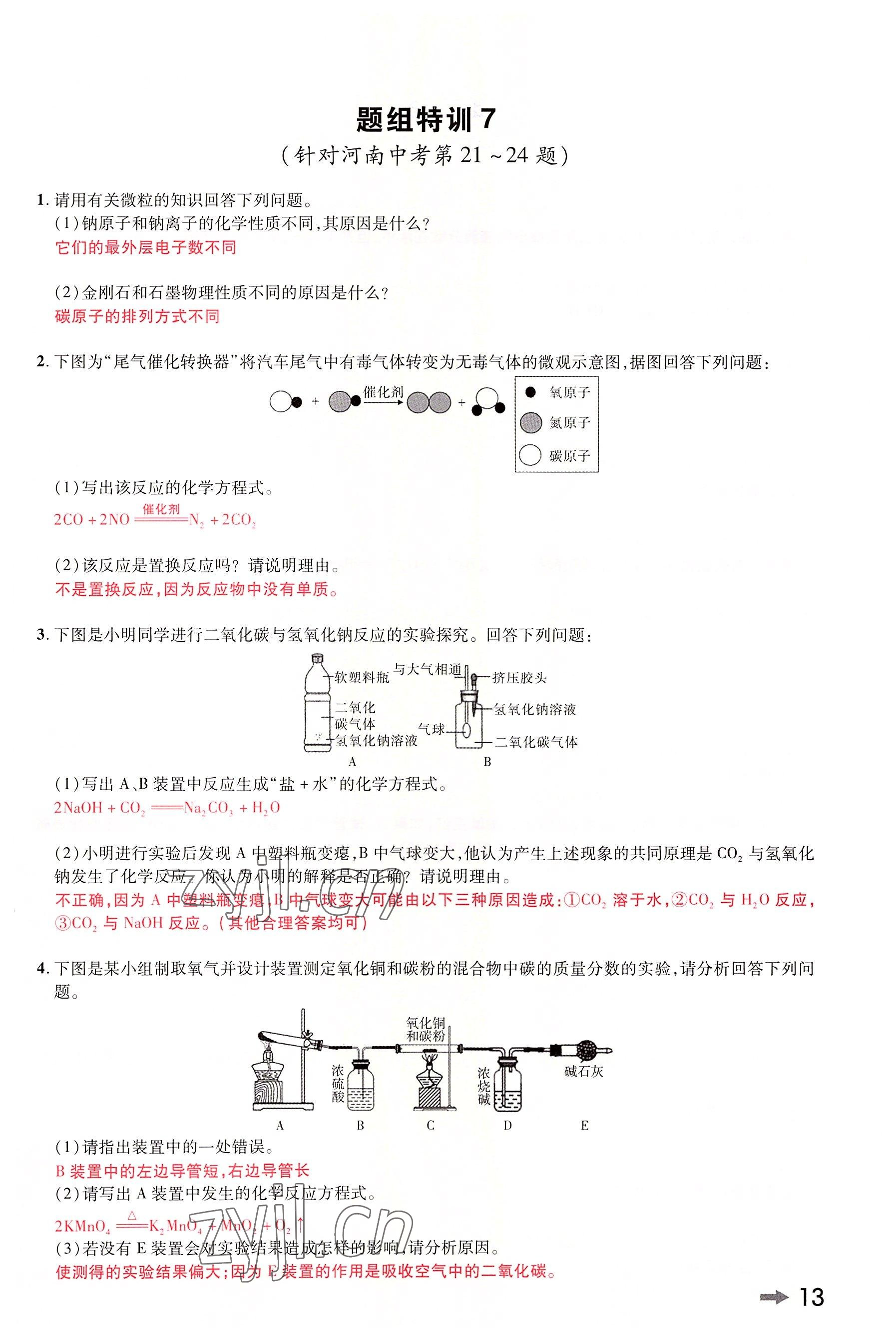 2022年領(lǐng)揚(yáng)文化中考研究化學(xué)河南專版 參考答案第13頁