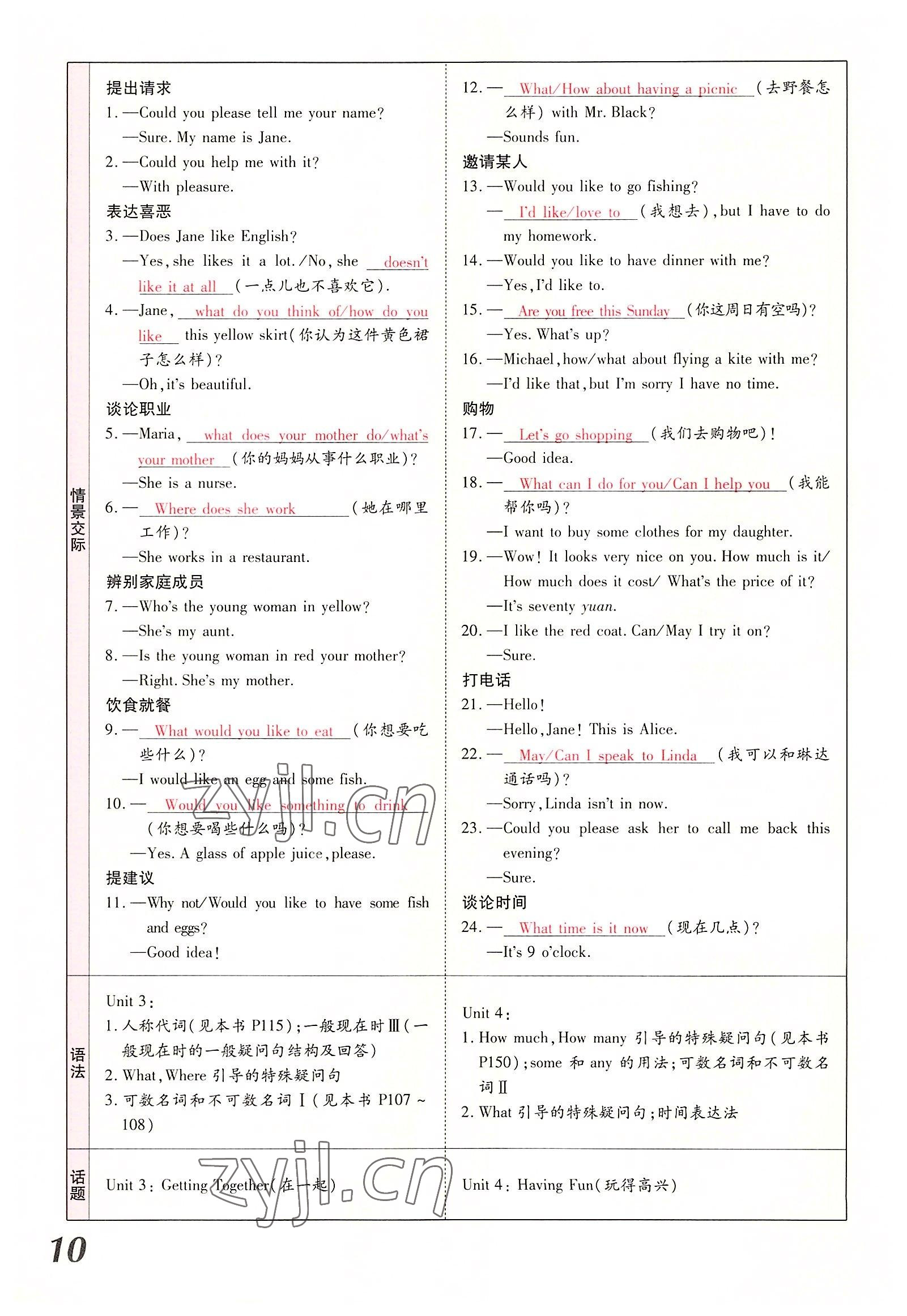 2022年領揚文化中考研究英語課標版河南專版 參考答案第10頁