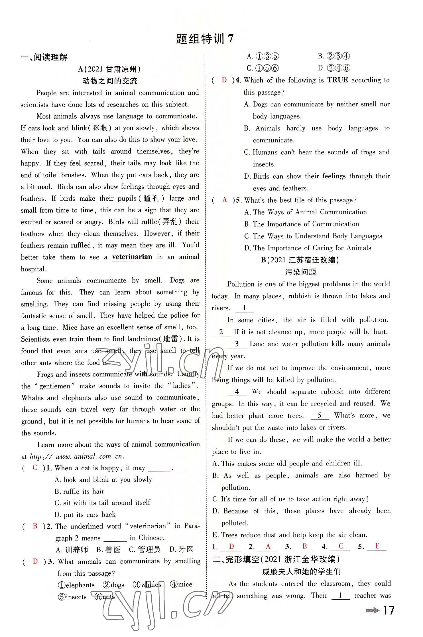 2022年領(lǐng)揚(yáng)文化中考研究英語(yǔ)課標(biāo)版河南專版 參考答案第16頁(yè)