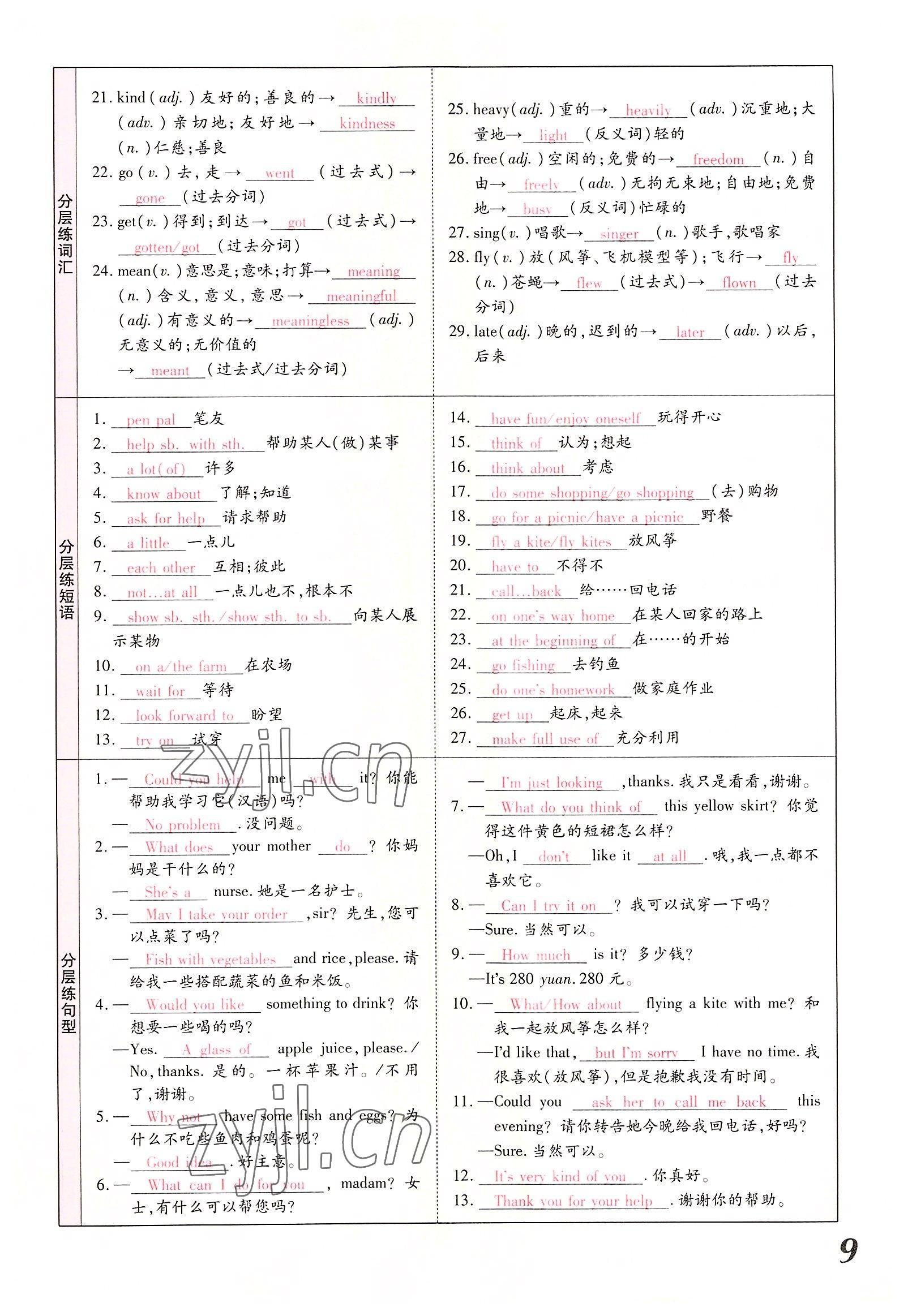 2022年領(lǐng)揚(yáng)文化中考研究英語課標(biāo)版河南專版 參考答案第9頁