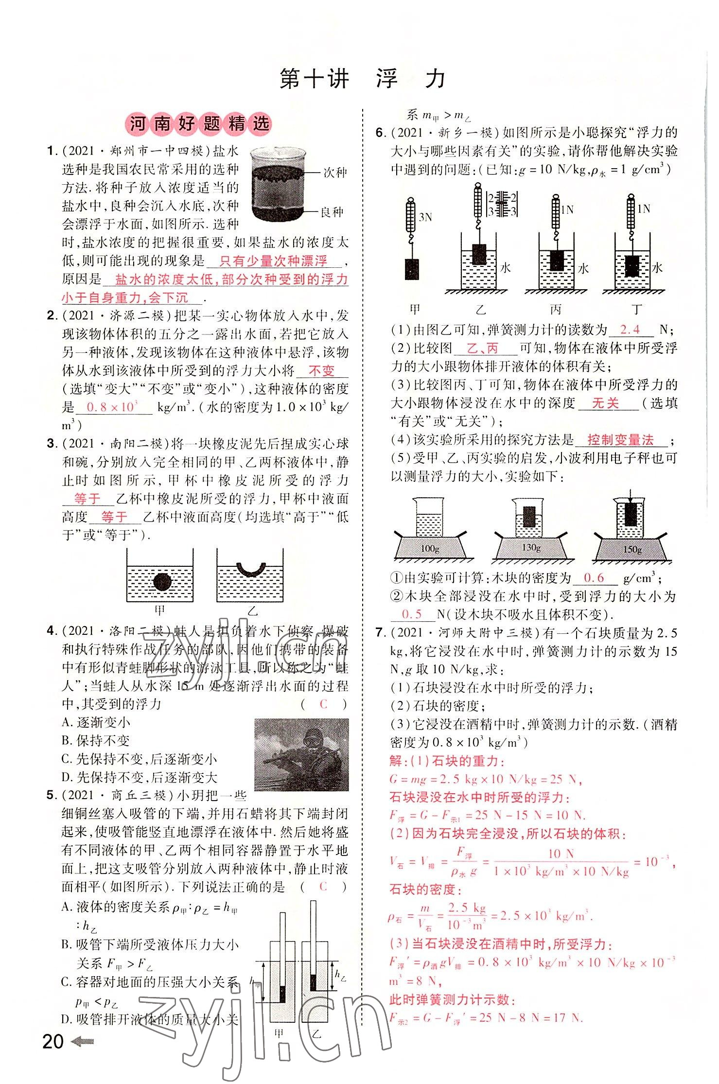 2022年領(lǐng)揚(yáng)文化中考研究物理河南專版 參考答案第19頁