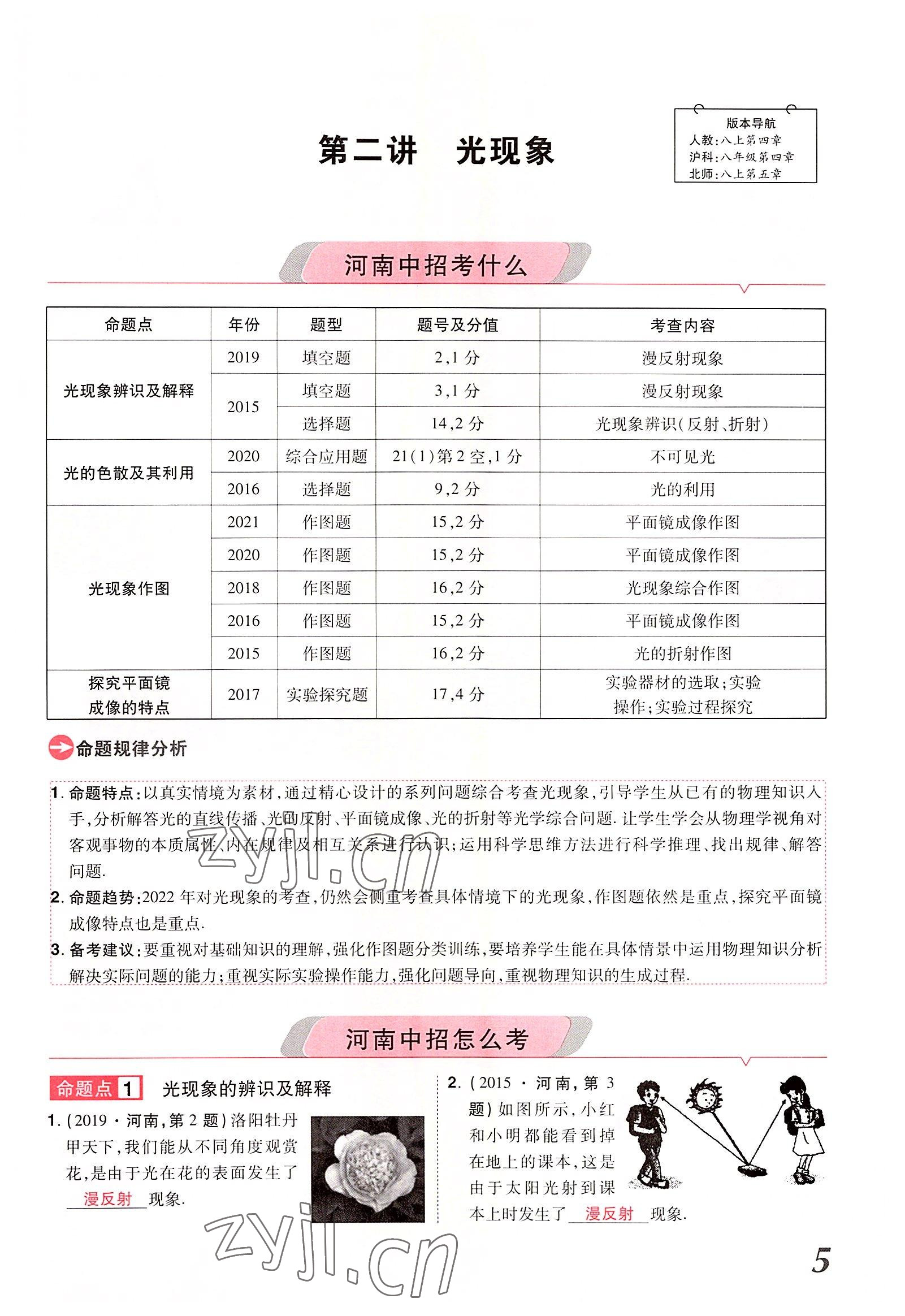 2022年領(lǐng)揚文化中考研究物理河南專版 參考答案第5頁