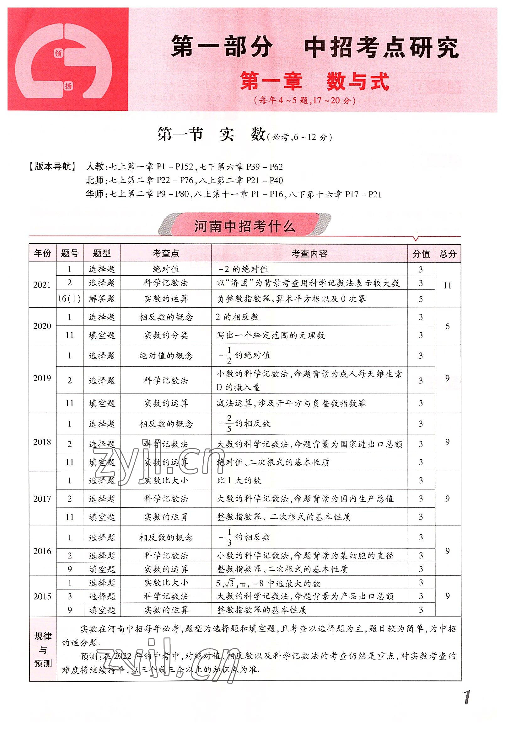 2022年領(lǐng)揚文化中考研究數(shù)學(xué)河南專版 參考答案第9頁