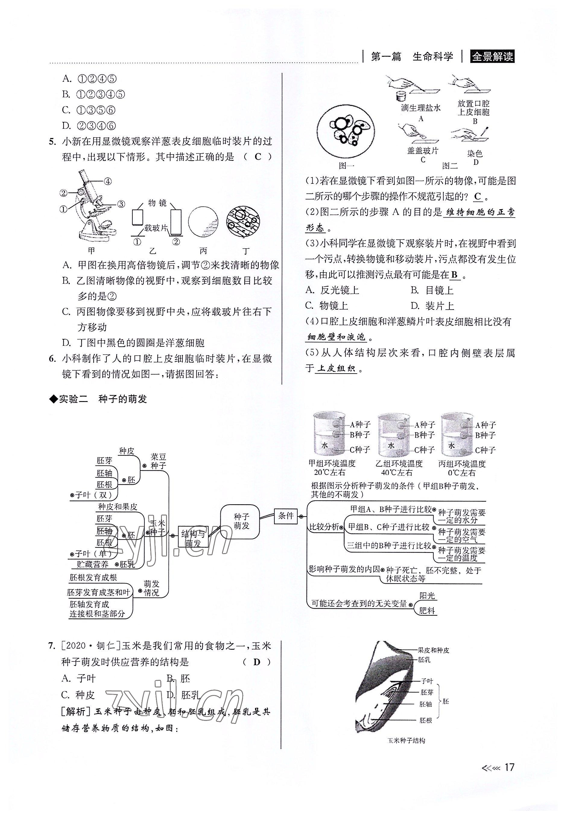 2022年中考復習全景解讀科學華師大版 參考答案第16頁