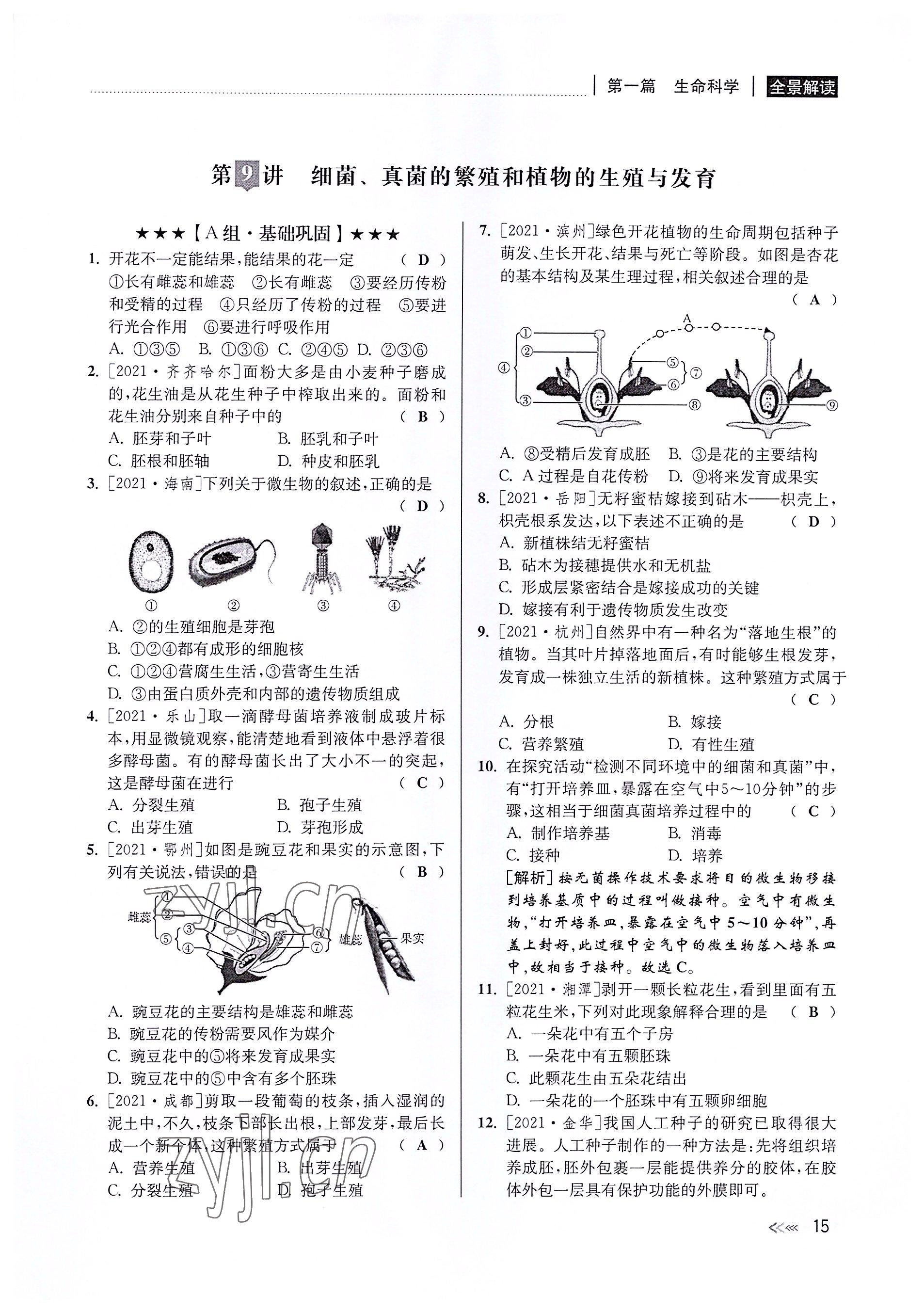 2022年中考復(fù)習(xí)全景解讀科學(xué)華師大版 參考答案第14頁