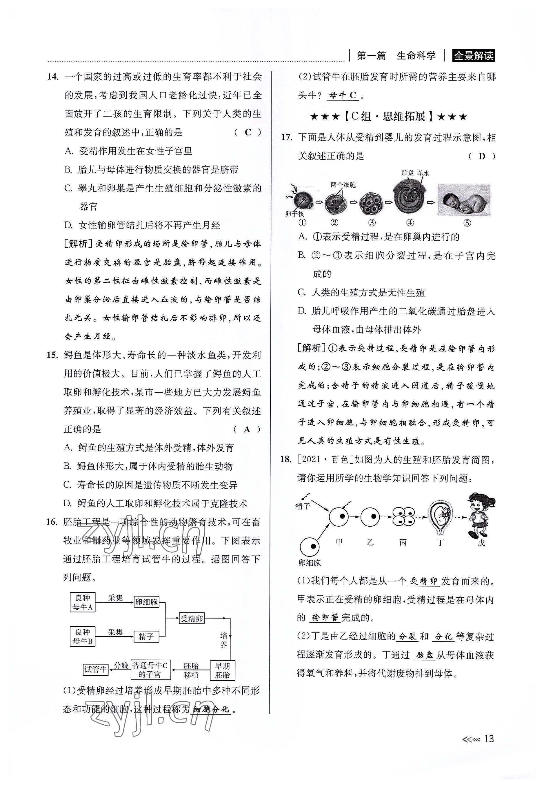 2022年中考復(fù)習(xí)全景解讀科學(xué)華師大版 參考答案第12頁(yè)