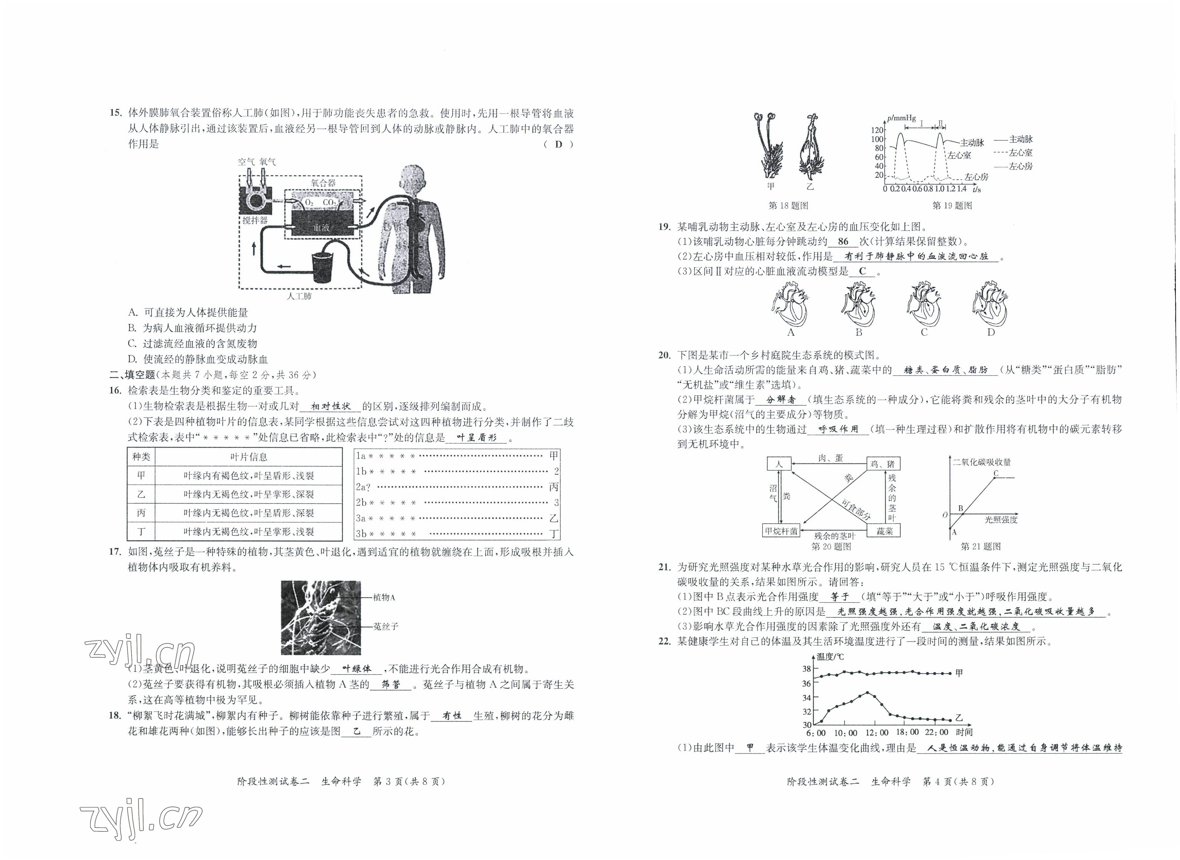 2022年中考復(fù)習(xí)全景解讀科學(xué)華師大版 參考答案第6頁