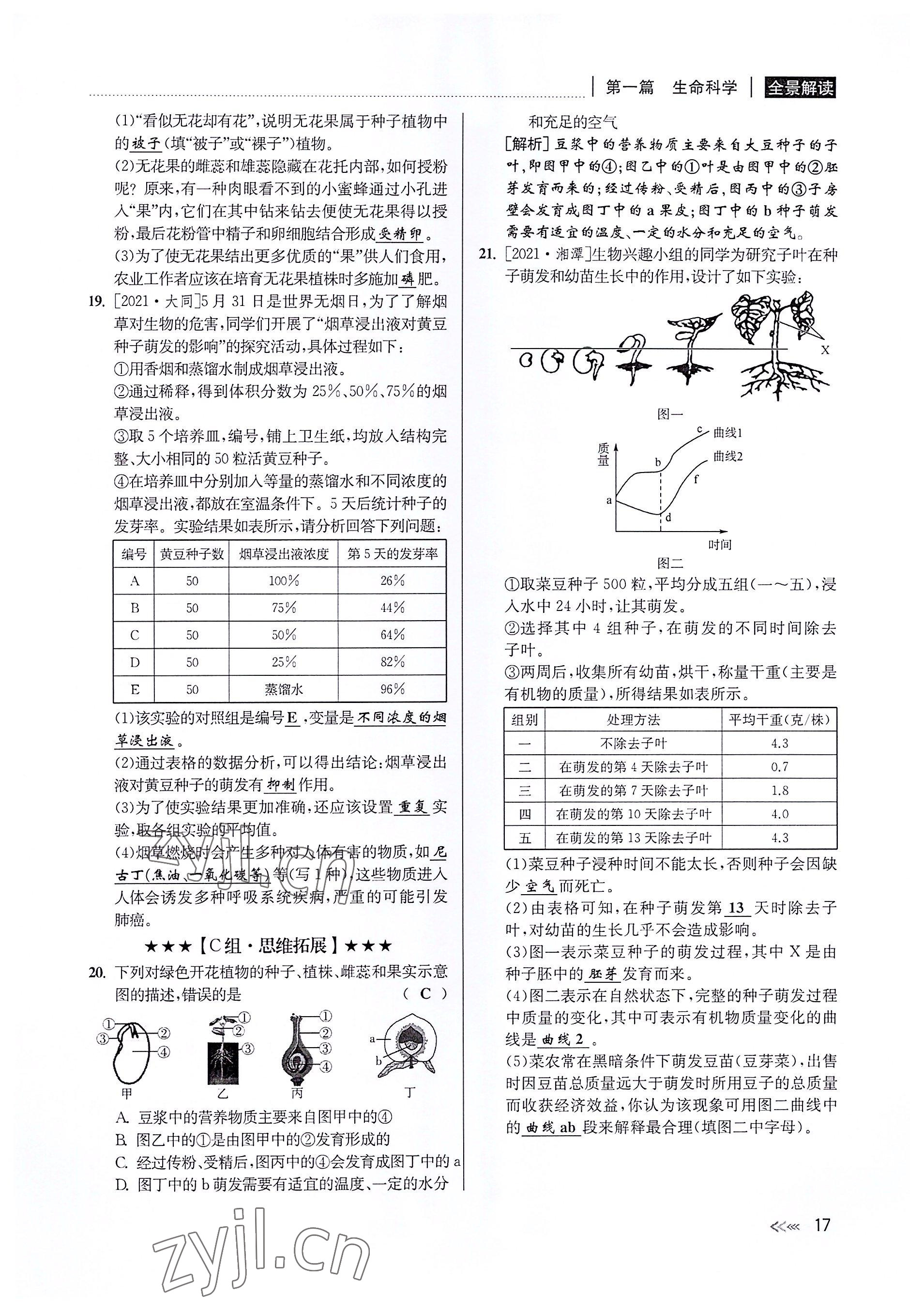 2022年中考復(fù)習(xí)全景解讀科學(xué)華師大版 參考答案第16頁