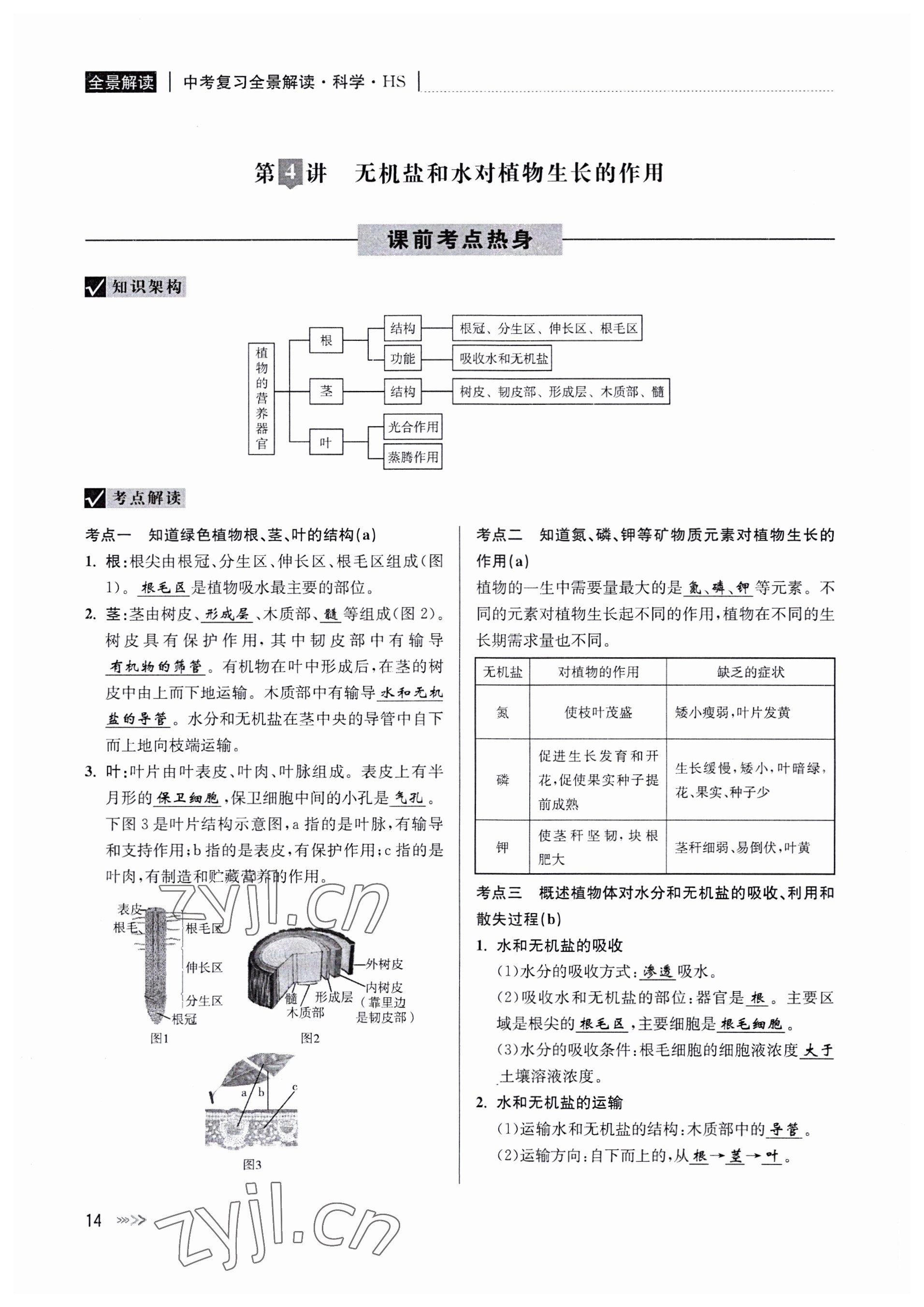 2022年中考復(fù)習(xí)全景解讀科學(xué)華師大版 參考答案第14頁