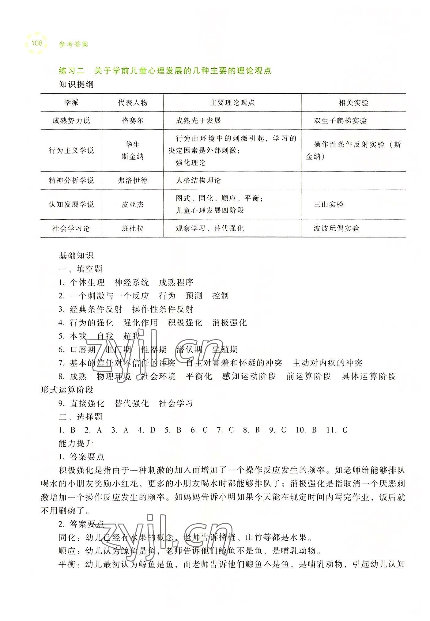 2022年學前兒童發(fā)展心理練習冊高等教育出版社中職&nbsp;參考答案第6頁