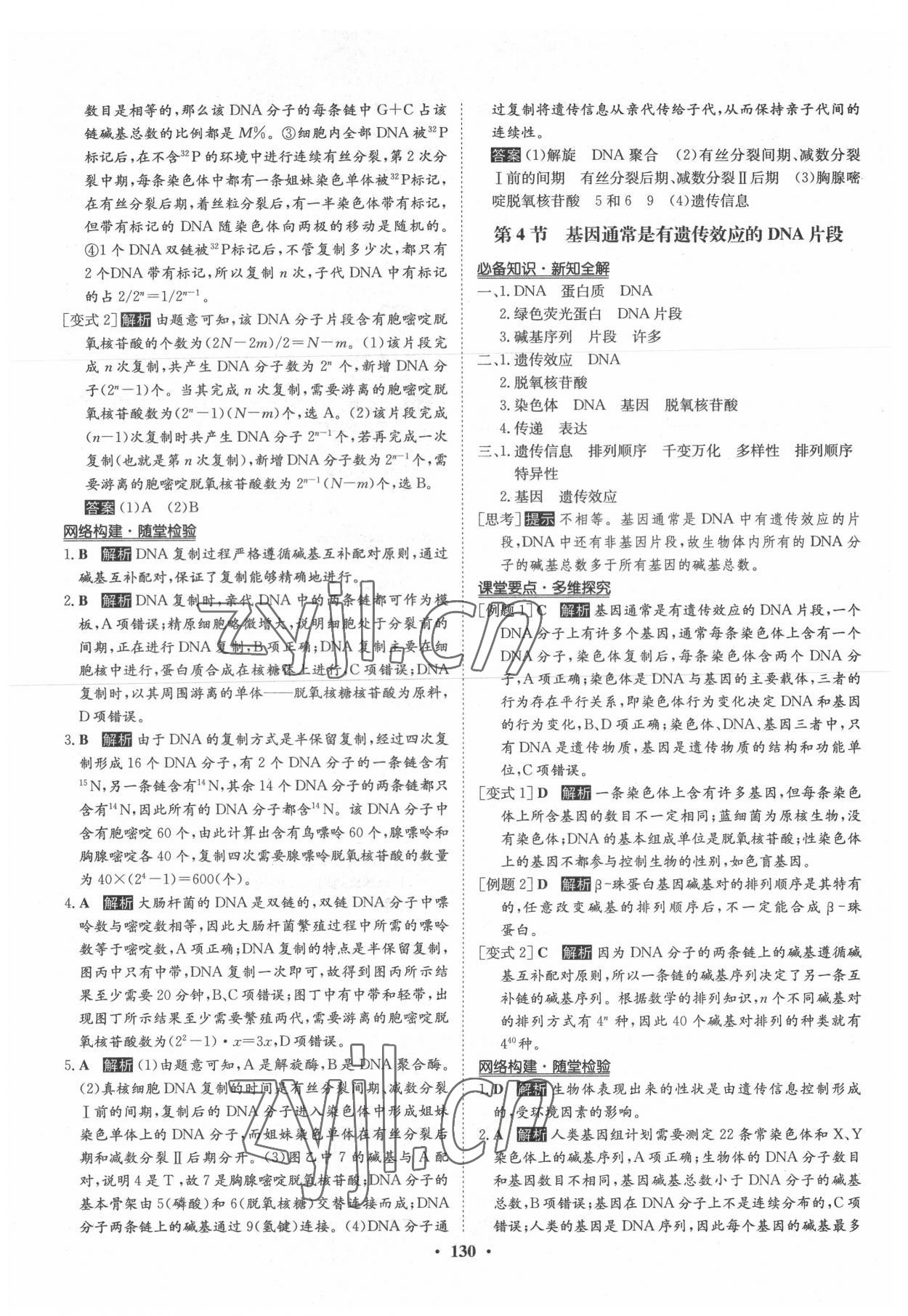 2022年状元桥优质课堂高中生物必修2人教版 参考答案第13页