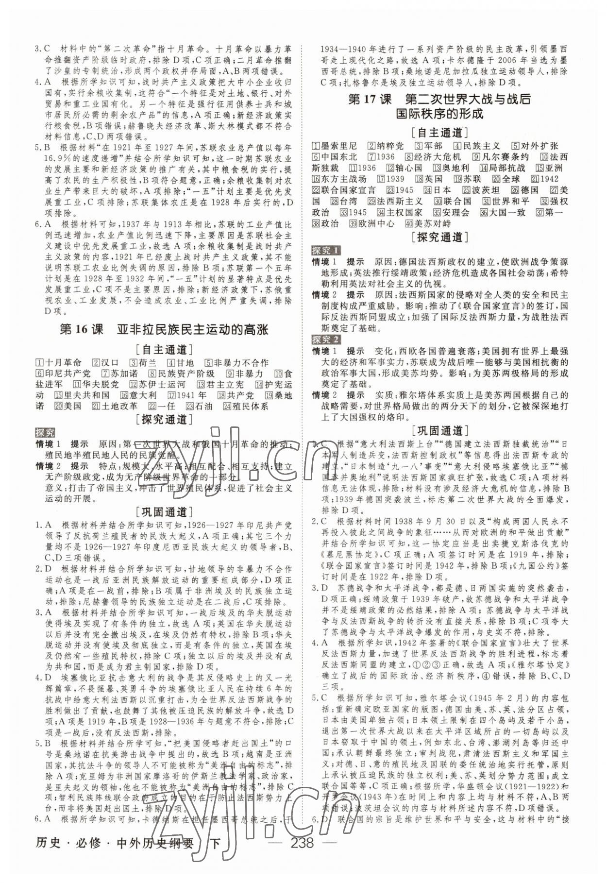 2022年綠色通道高中歷史必修下冊人教版 第10頁