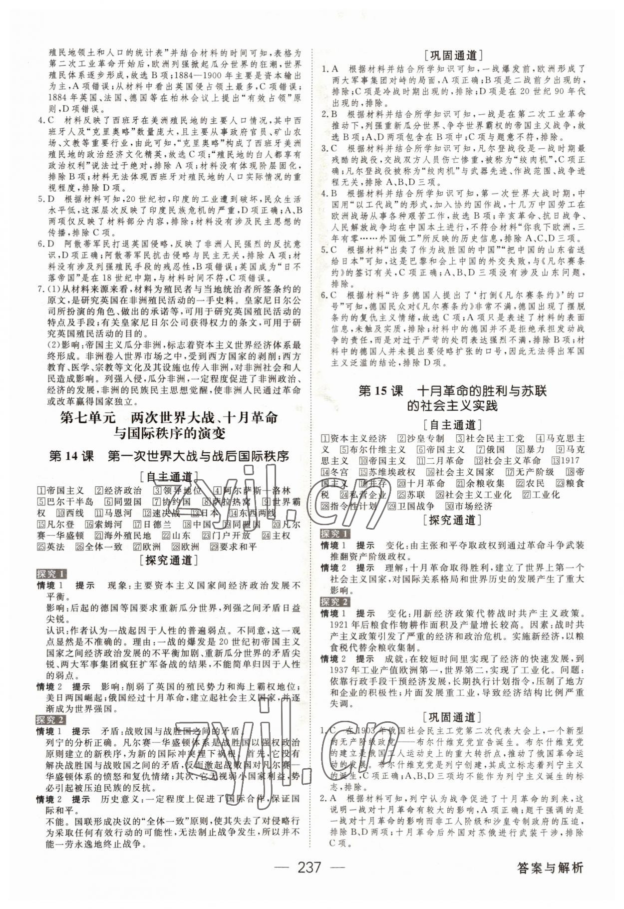 2022年綠色通道高中歷史必修下冊(cè)人教版 第9頁