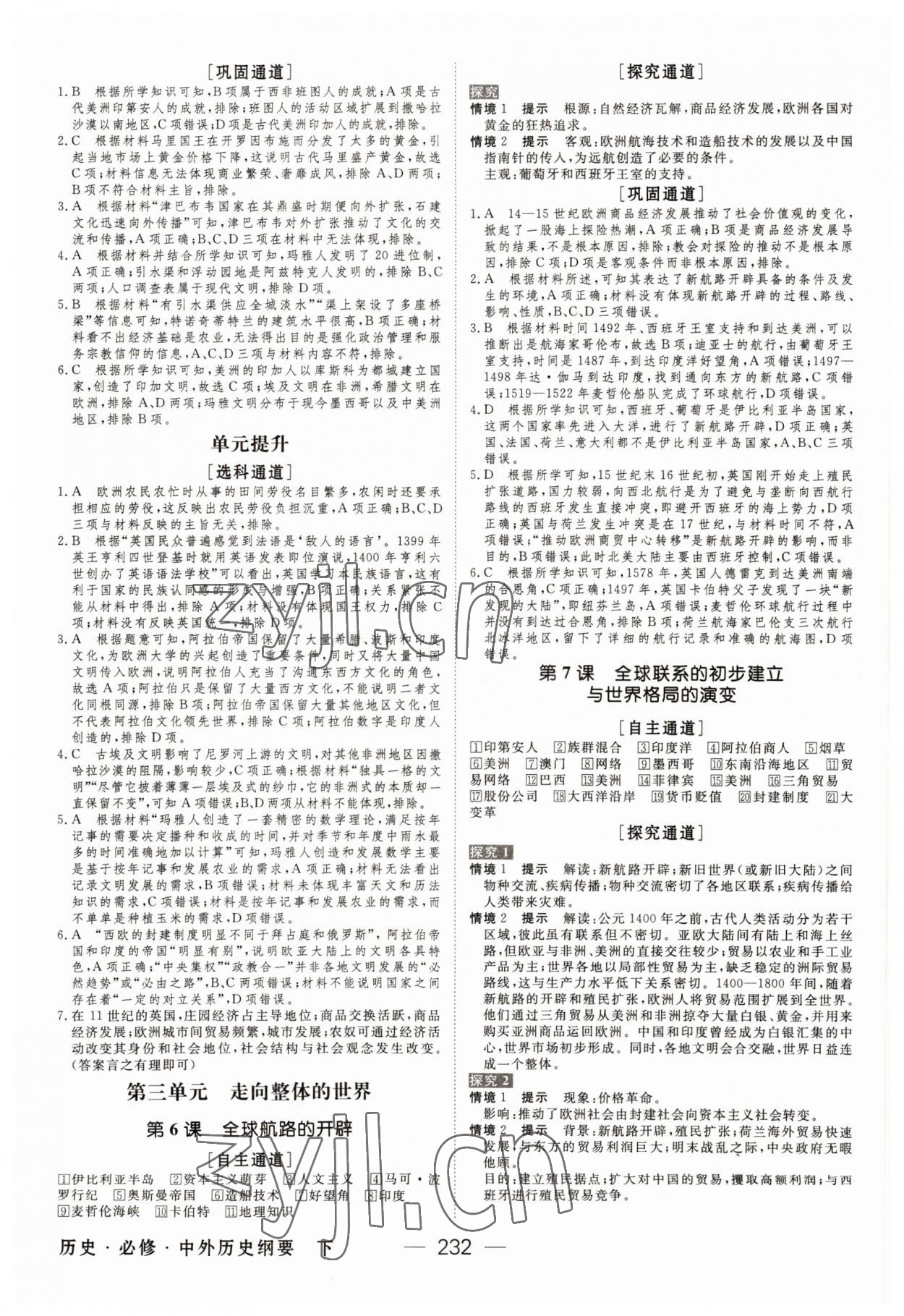 2022年綠色通道高中歷史必修下冊人教版 第4頁