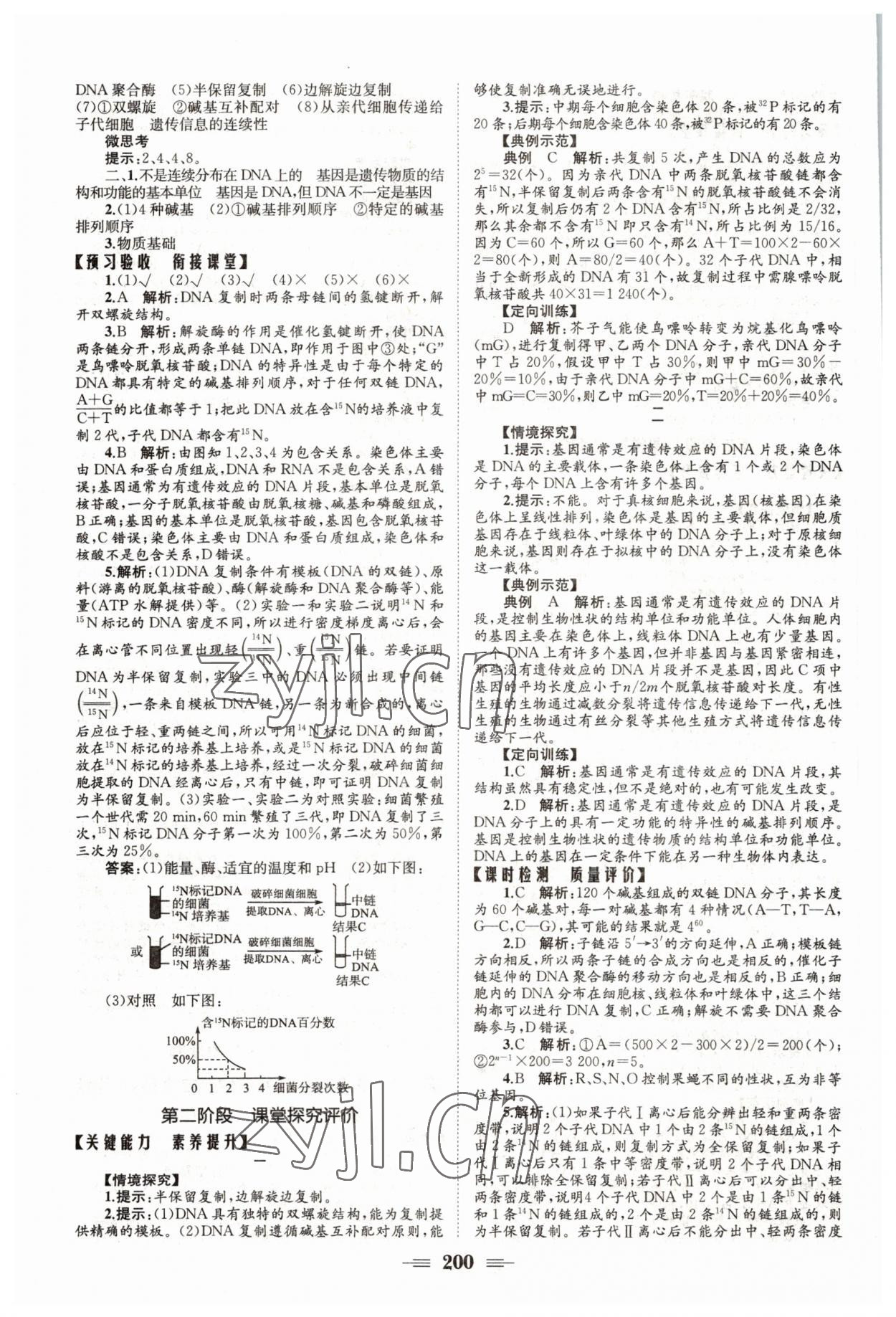 2022年長(zhǎng)江作業(yè)本同步練習(xí)冊(cè)高中生物必修2人教版 參考答案第10頁(yè)