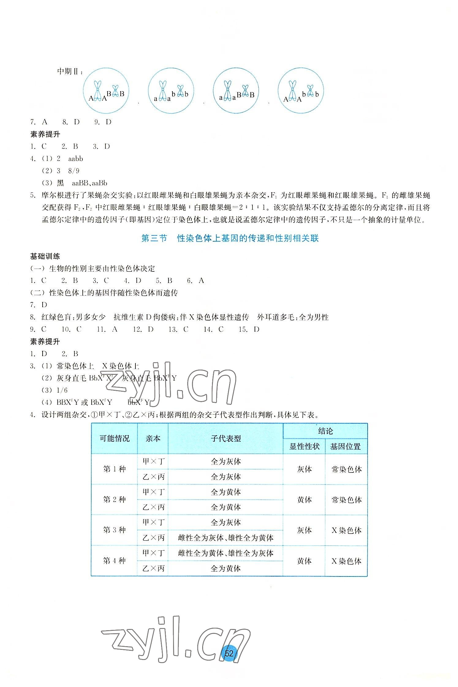 2022年作業(yè)本浙江教育出版社高中生物必修2 參考答案第4頁(yè)