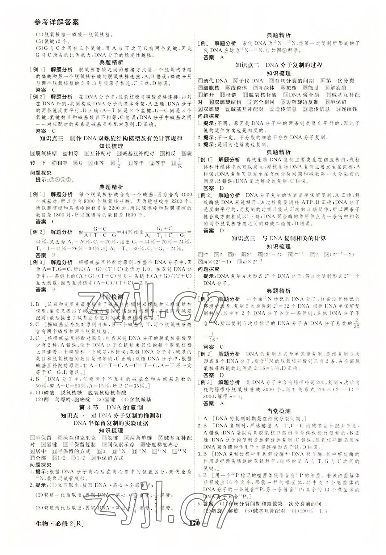 2022年金版教程高中新課程創(chuàng)新導(dǎo)學(xué)案生物必修2 參考答案第10頁