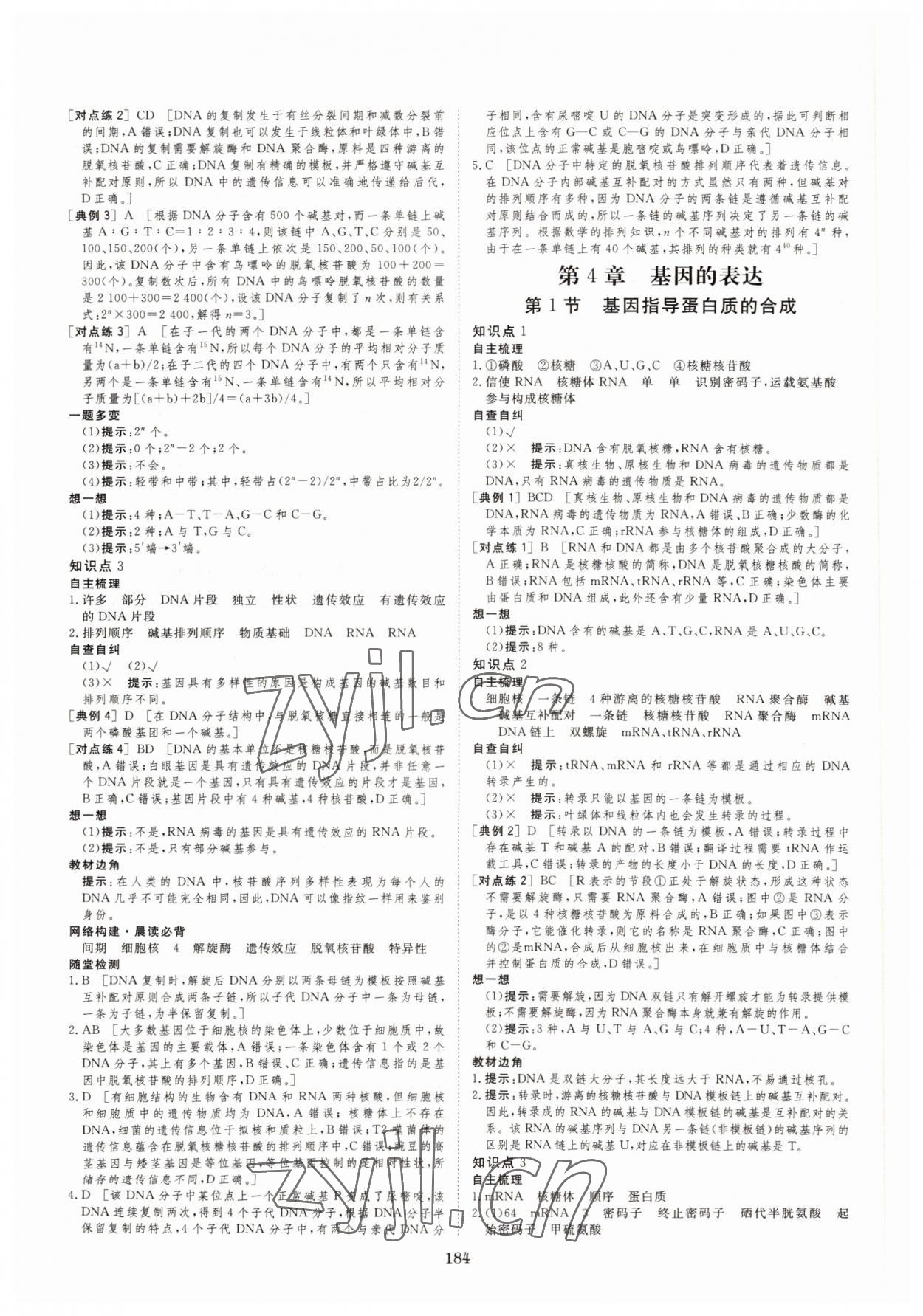 2022年新校園雙成新學(xué)案生物必修2人教版 參考答案第10頁