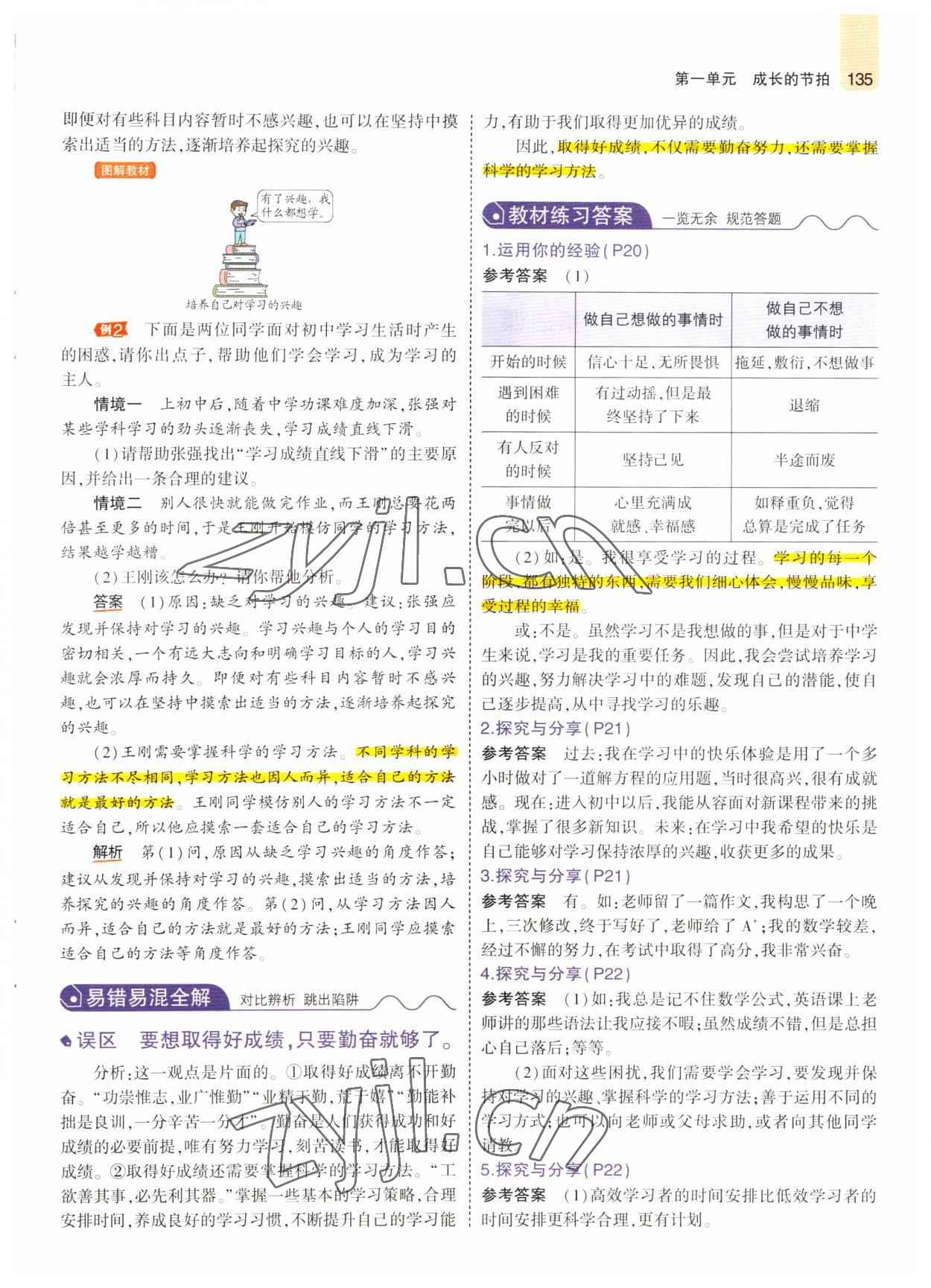 2022年教材課本六年級道德與法治全一冊人教版五四制 參考答案第8頁