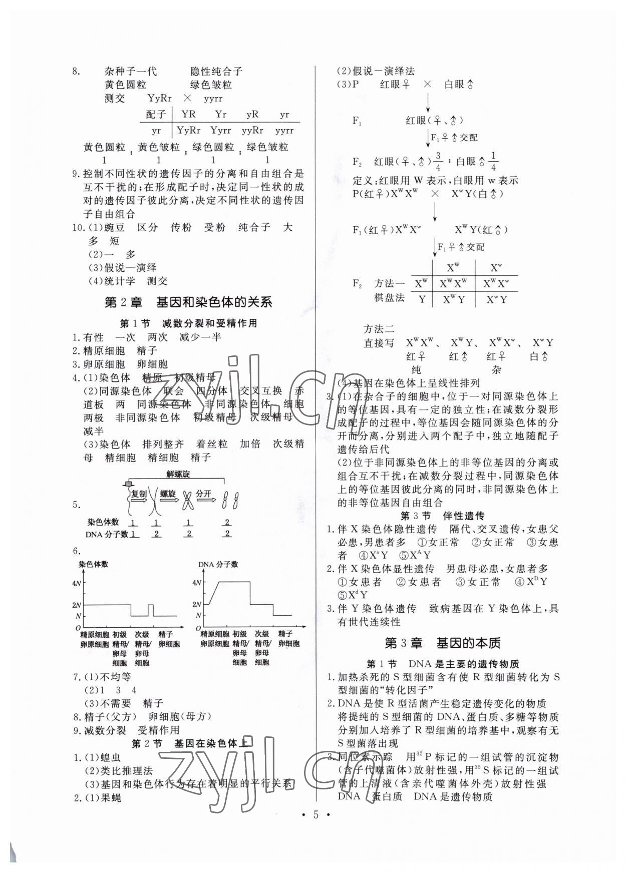 2022年新高中学业水平考试高中生物全一册人教版 参考答案第5页