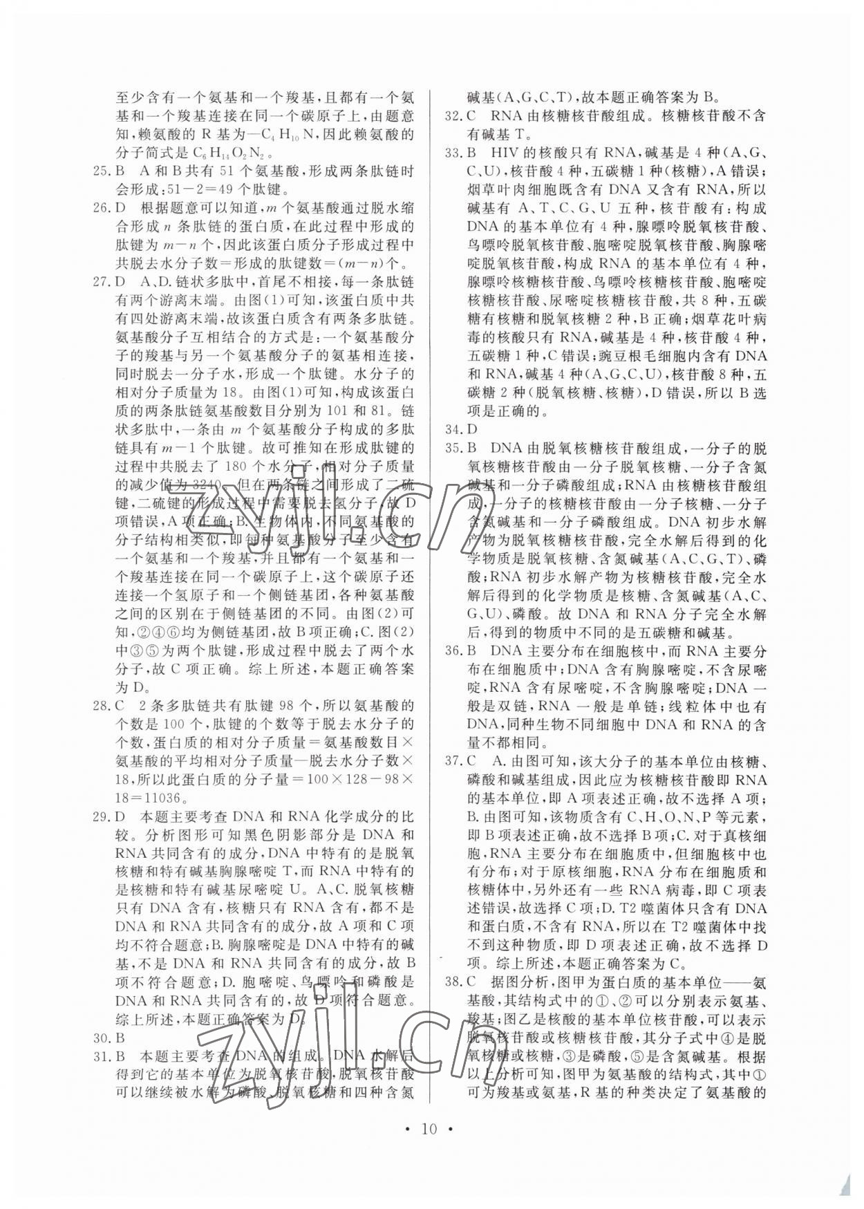 2022年新高中學(xué)業(yè)水平考試高中生物全一冊(cè)人教版 參考答案第10頁