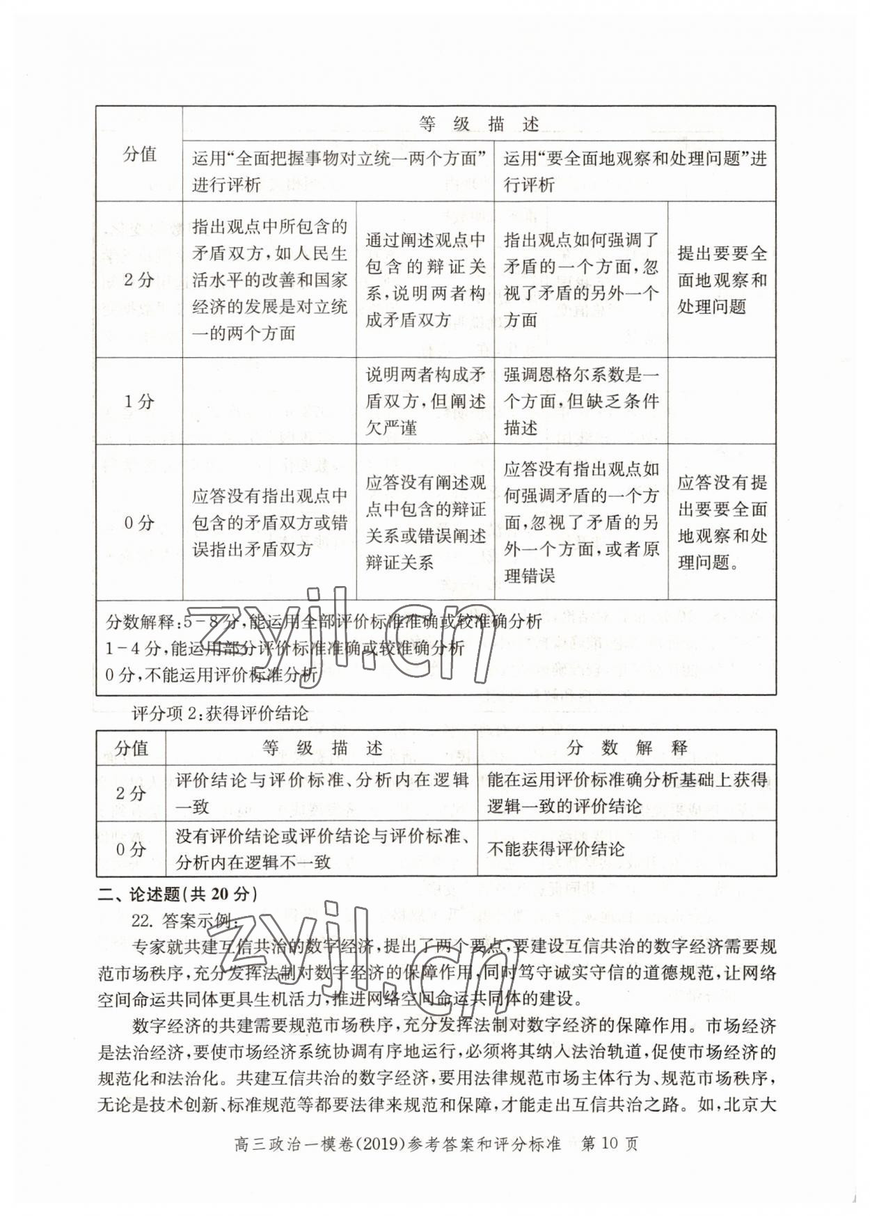 2022年文化課強(qiáng)化訓(xùn)練政治2019版 參考答案第10頁