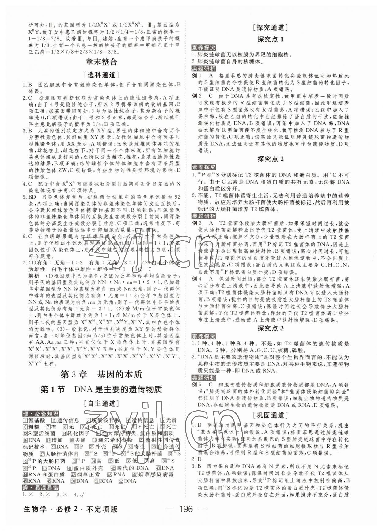 2022年綠色通道高中生物必修2人教版 參考答案第7頁