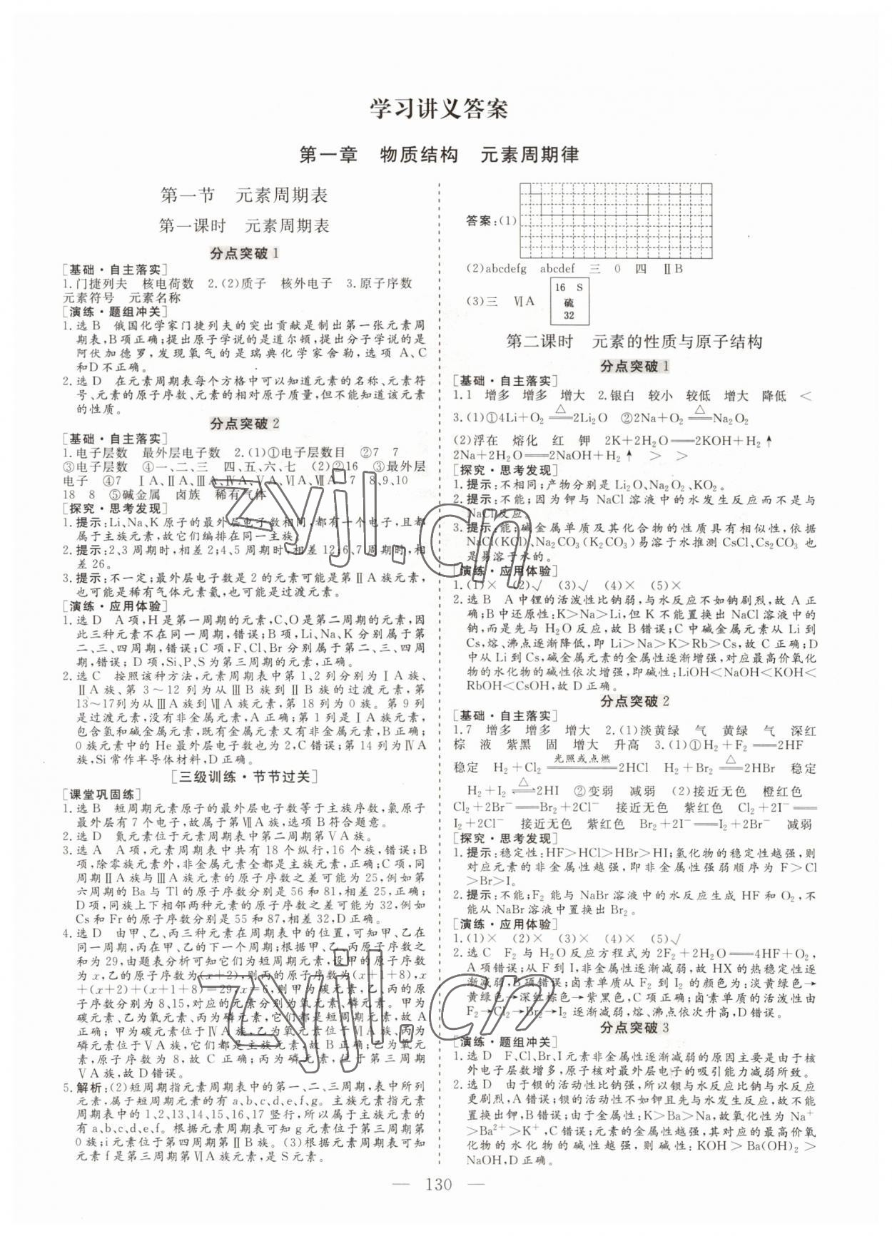 2022年三維設(shè)計(jì)高中新課標(biāo)同步課堂高中化學(xué)必修2人教版 參考答案第1頁