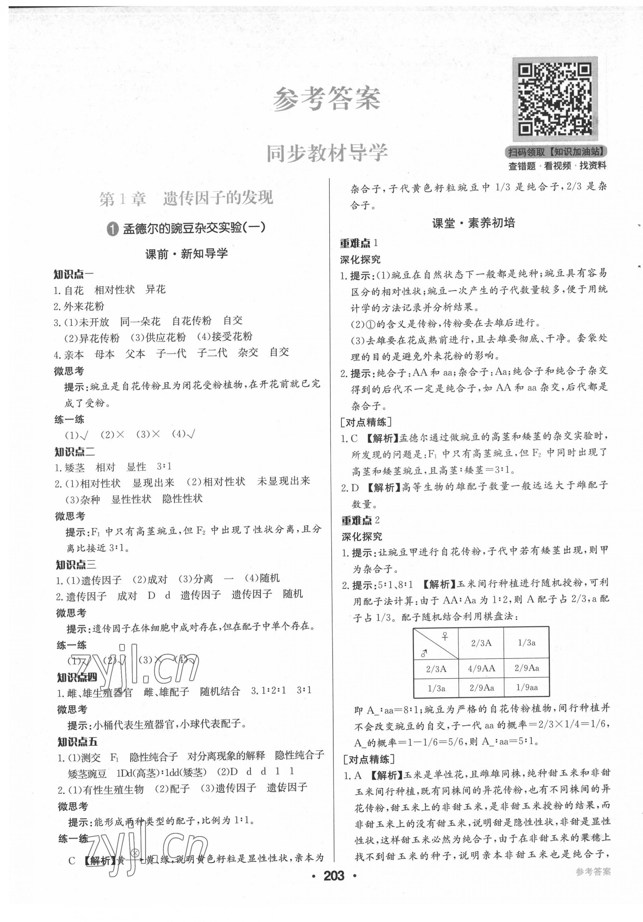 2022年百年學(xué)典全優(yōu)課堂高中生物必修2人教版 第1頁