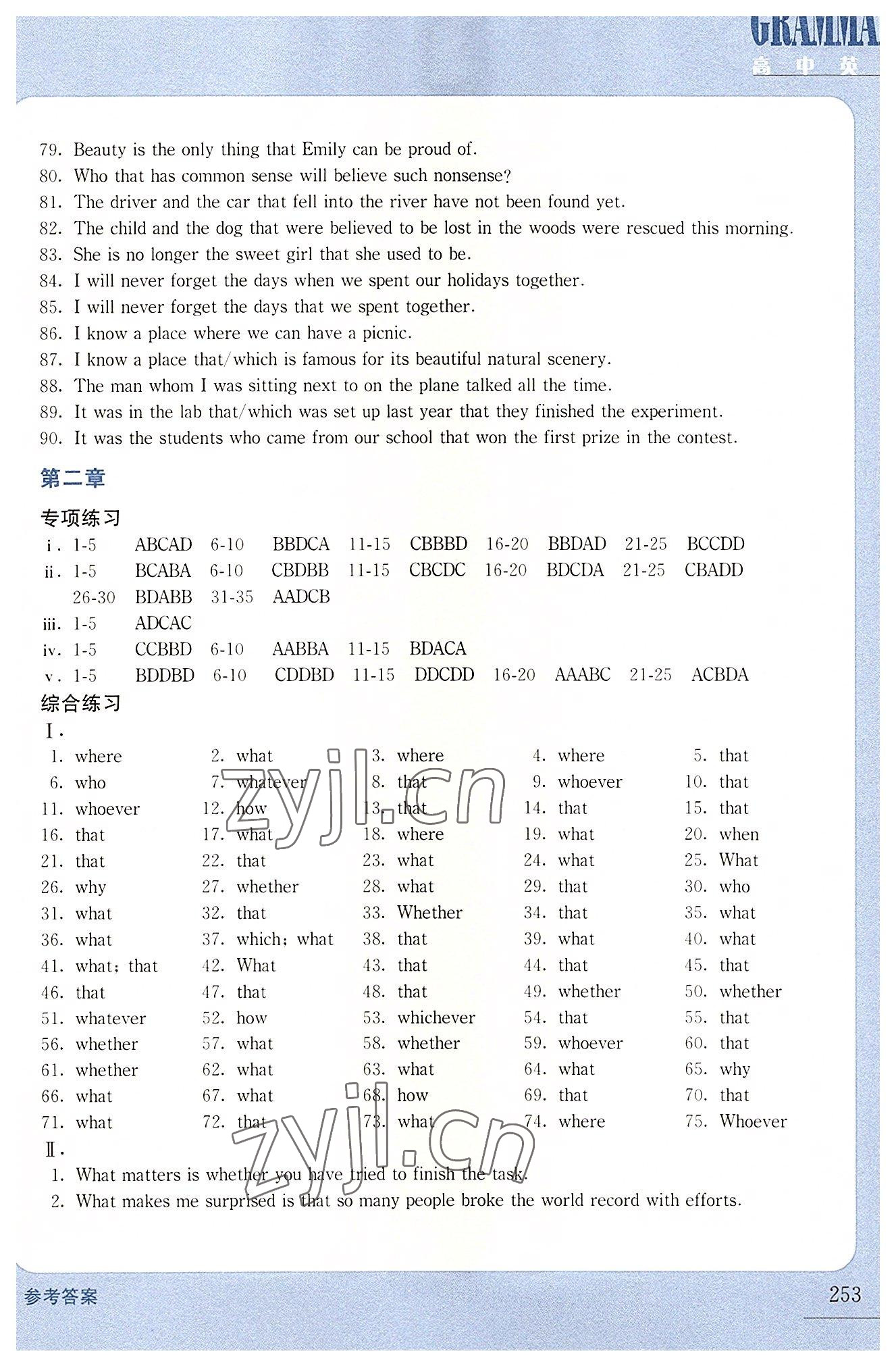 2022年高中英语语法专练&nbsp;参考答案第4页