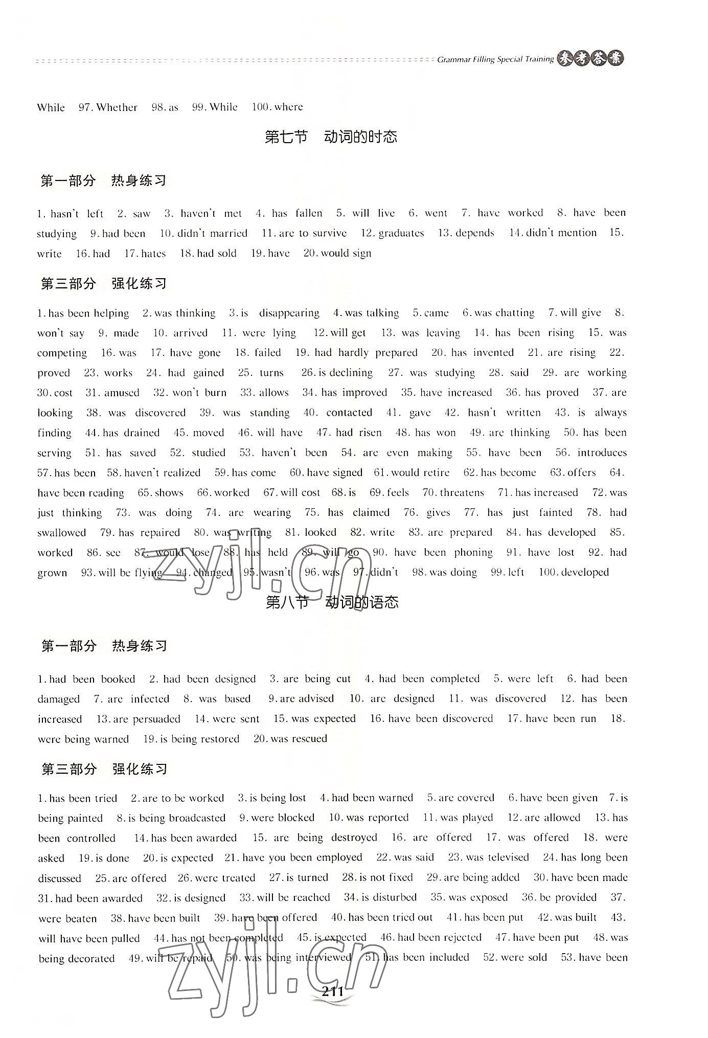 2022年高中英語(yǔ)語(yǔ)法填空專項(xiàng)訓(xùn)練 參考答案第6頁(yè)