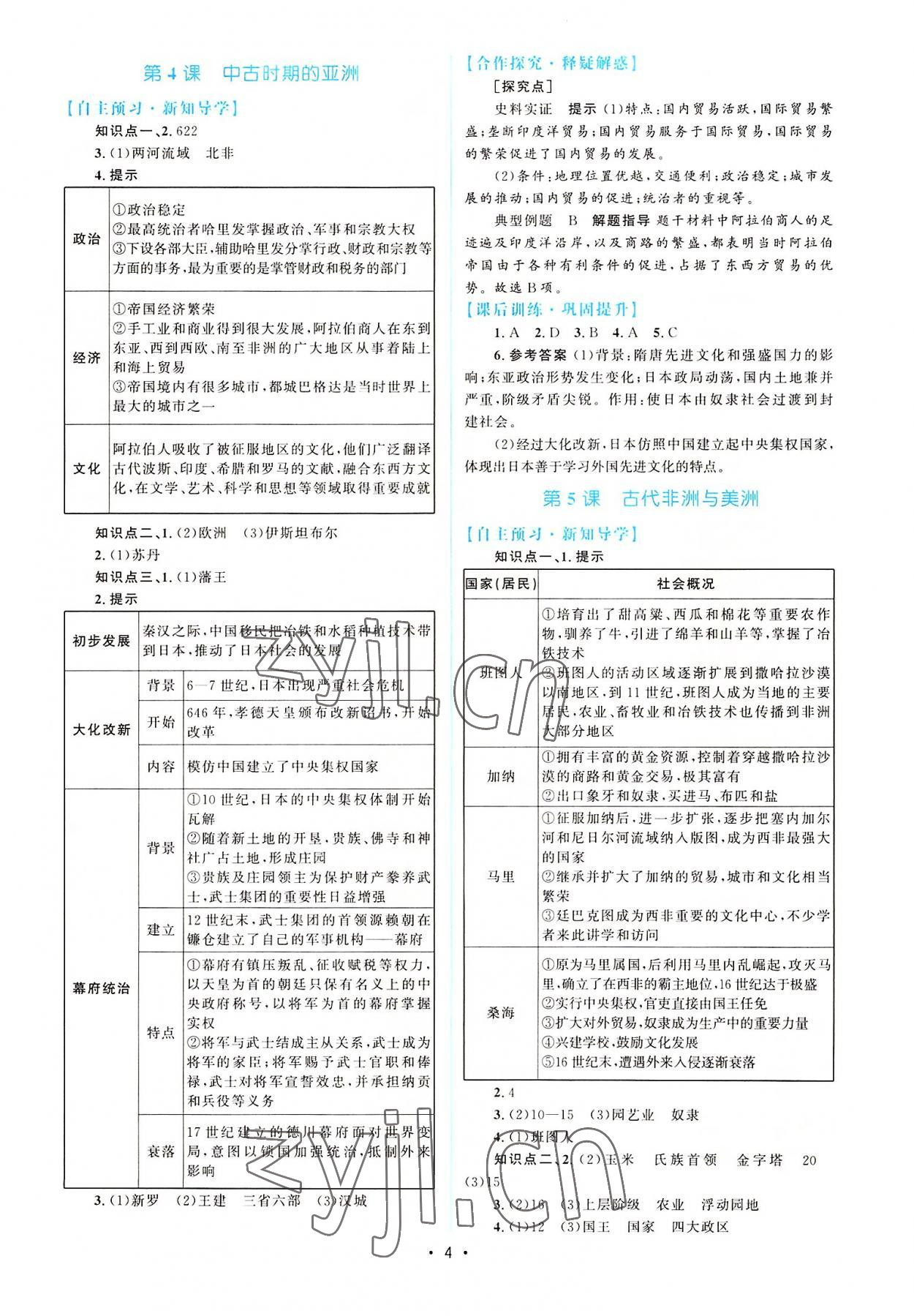 2022年同步测控优化设计高中历史必修下册 参考答案第3页