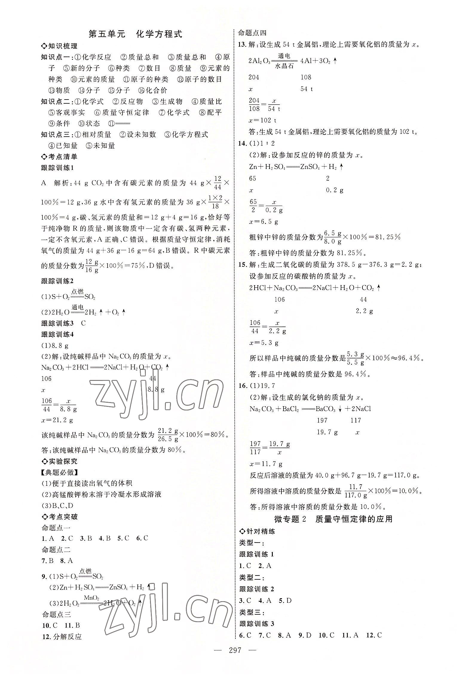 2022年全程导航初中总复习化学菏泽专版 参考答案第4页