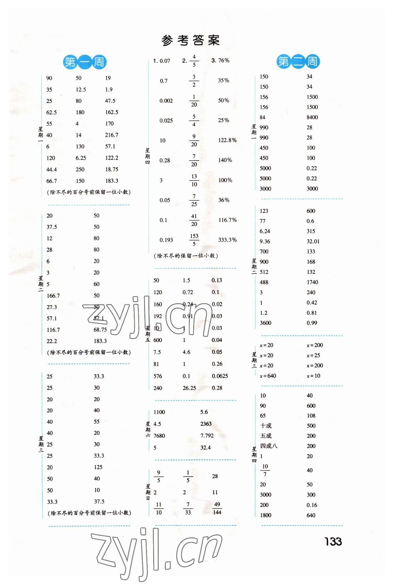 2022年經(jīng)綸學(xué)典口算達(dá)人六年級數(shù)學(xué)下冊青島版 第1頁